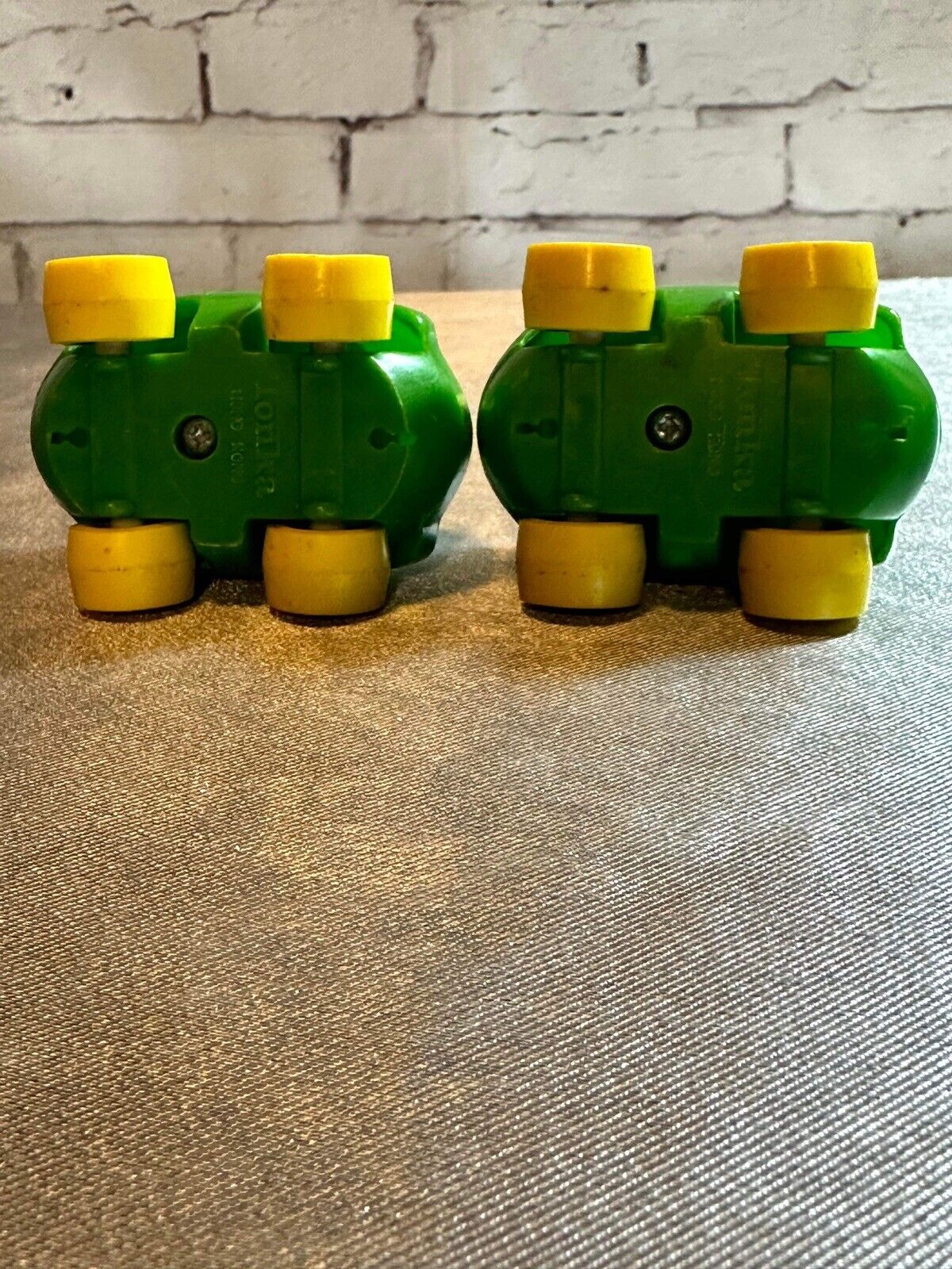 2 Vintage Green w/ Yellow Stripes & Tires SMALLL Tonka Cars 2.25" x 2"x 1.5" VTY