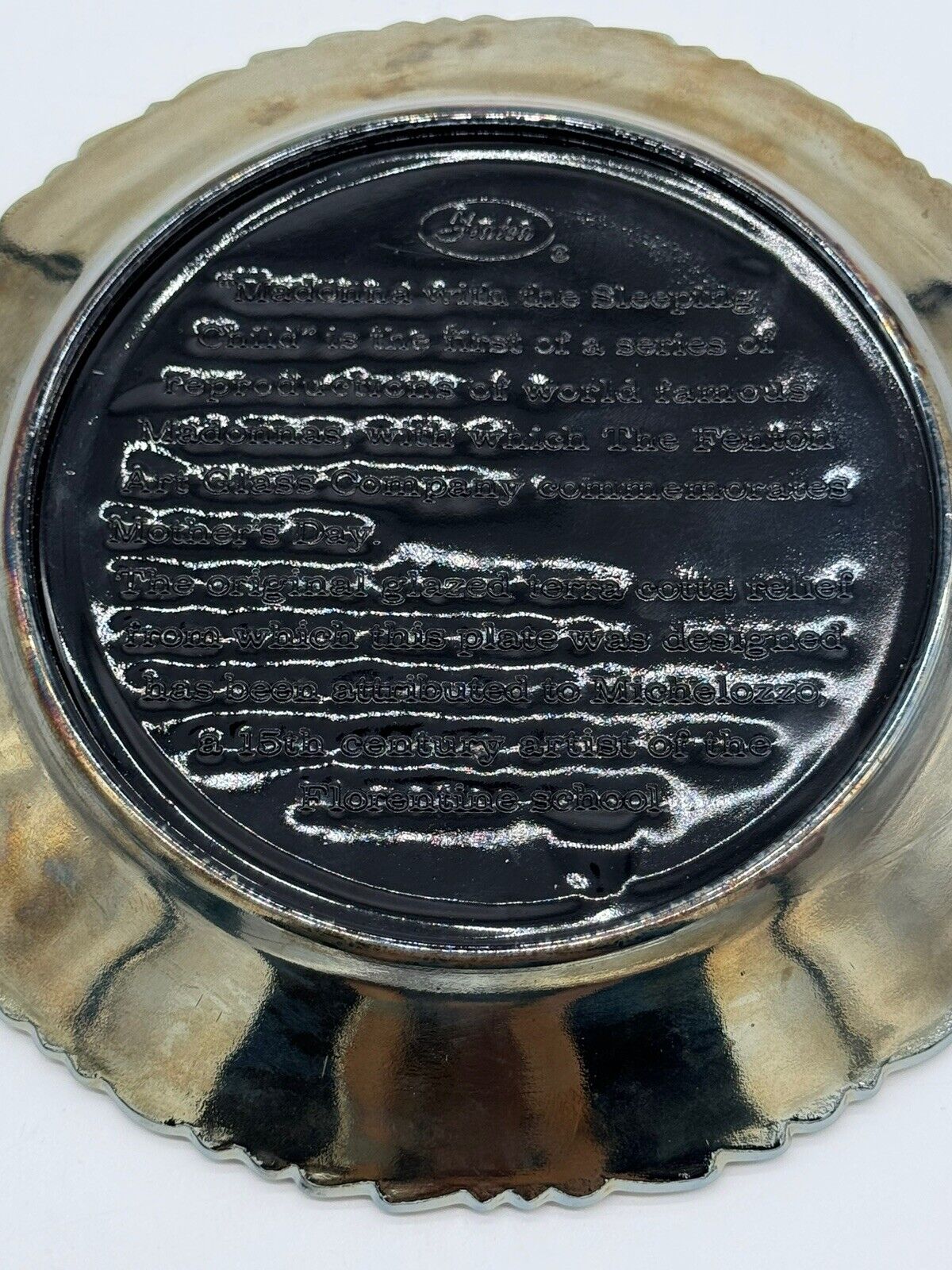 Limited First In Series Fenton Mother's Day Plate 1971 Perfect With Sticker VHD