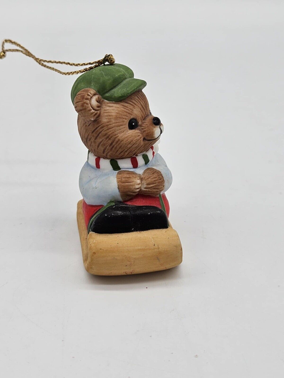 Vintage Homco Winter Bear Sled Scarf Winter Christmas Tree Ornament 5513