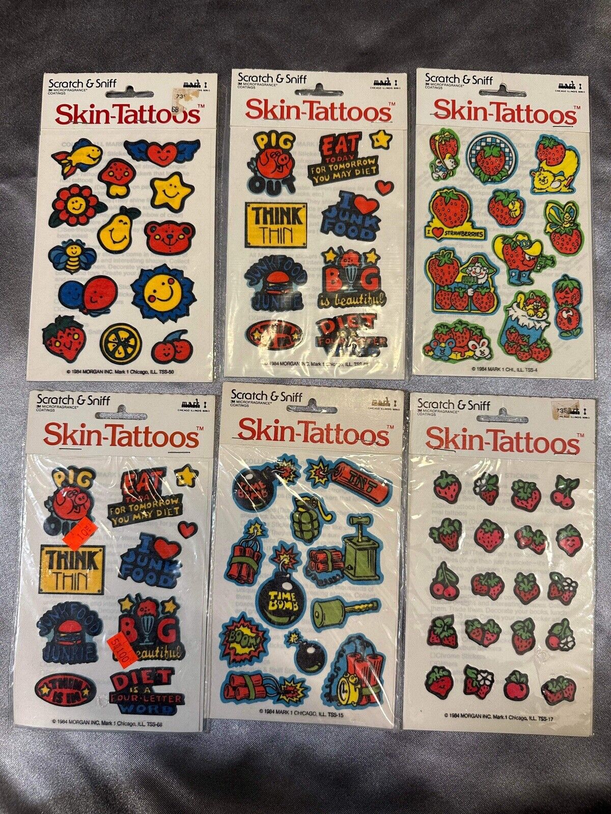 Lot Of 6 NEW Packs - Scratch & Sniff SKIN TATTOO’s! 3М MICROFRAGRANCE® TNO