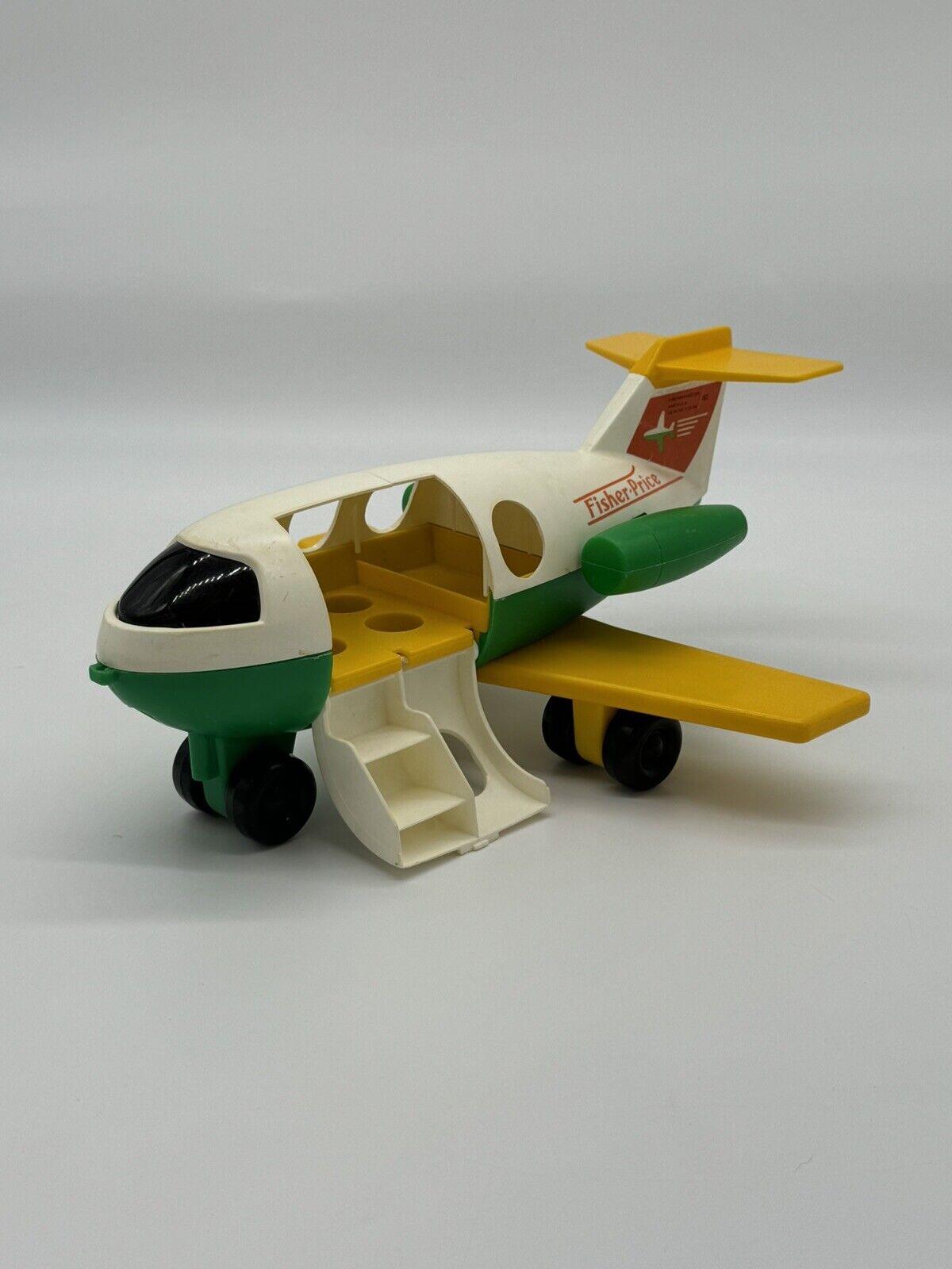 B. Vintage Fisher Price Little People Jet Plane Green Yellow Model #182  (1980)