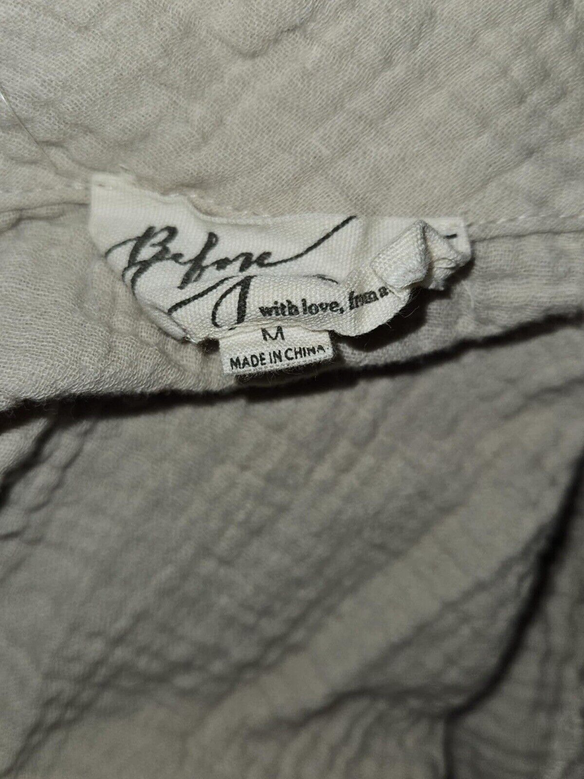 NWT BLACK CRANE Organic Gauze Top, Stone, M