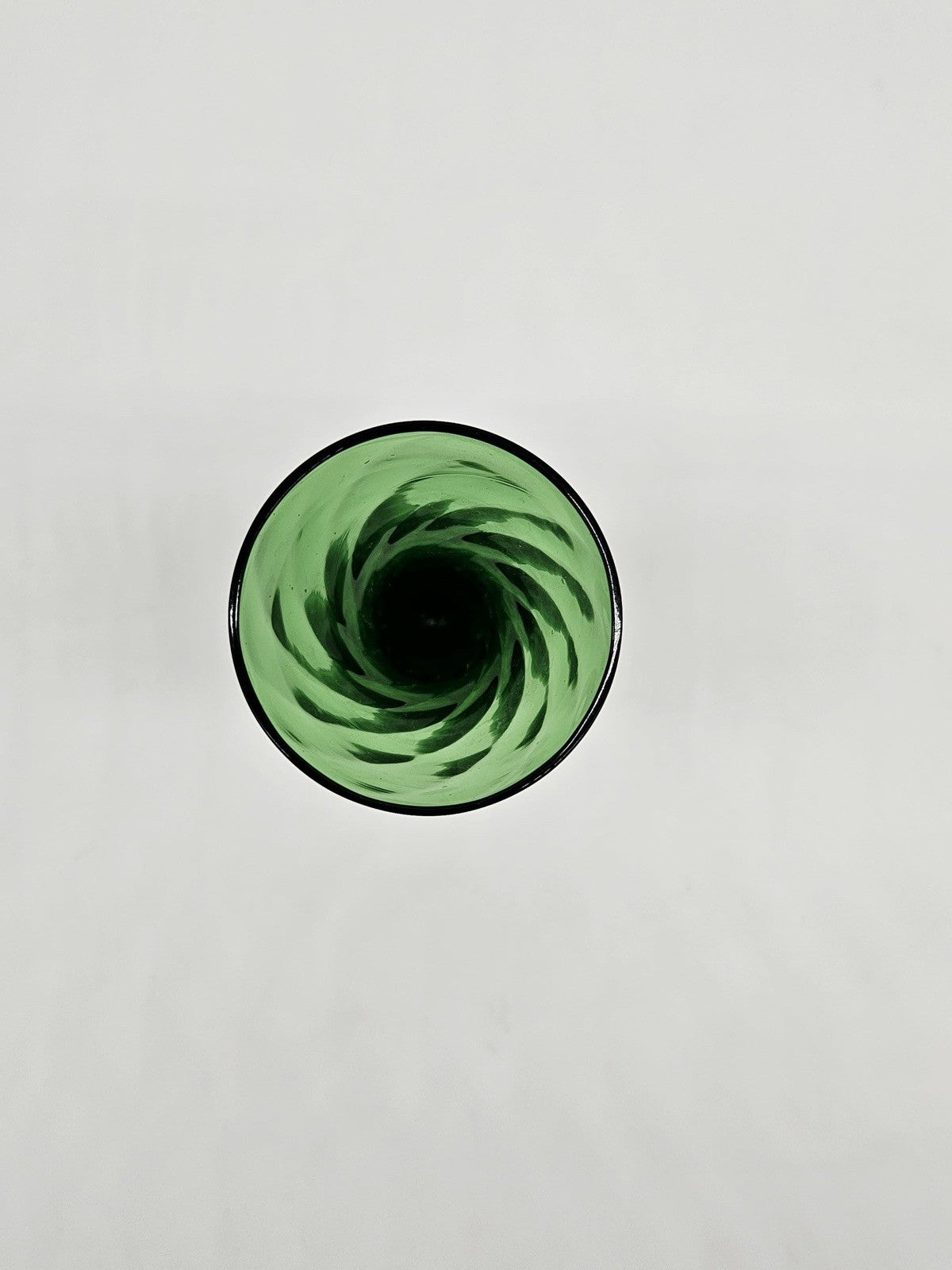 VTG Empoli Italian Art Glass Optic Swirl Vase Emerald Clear Pedestal