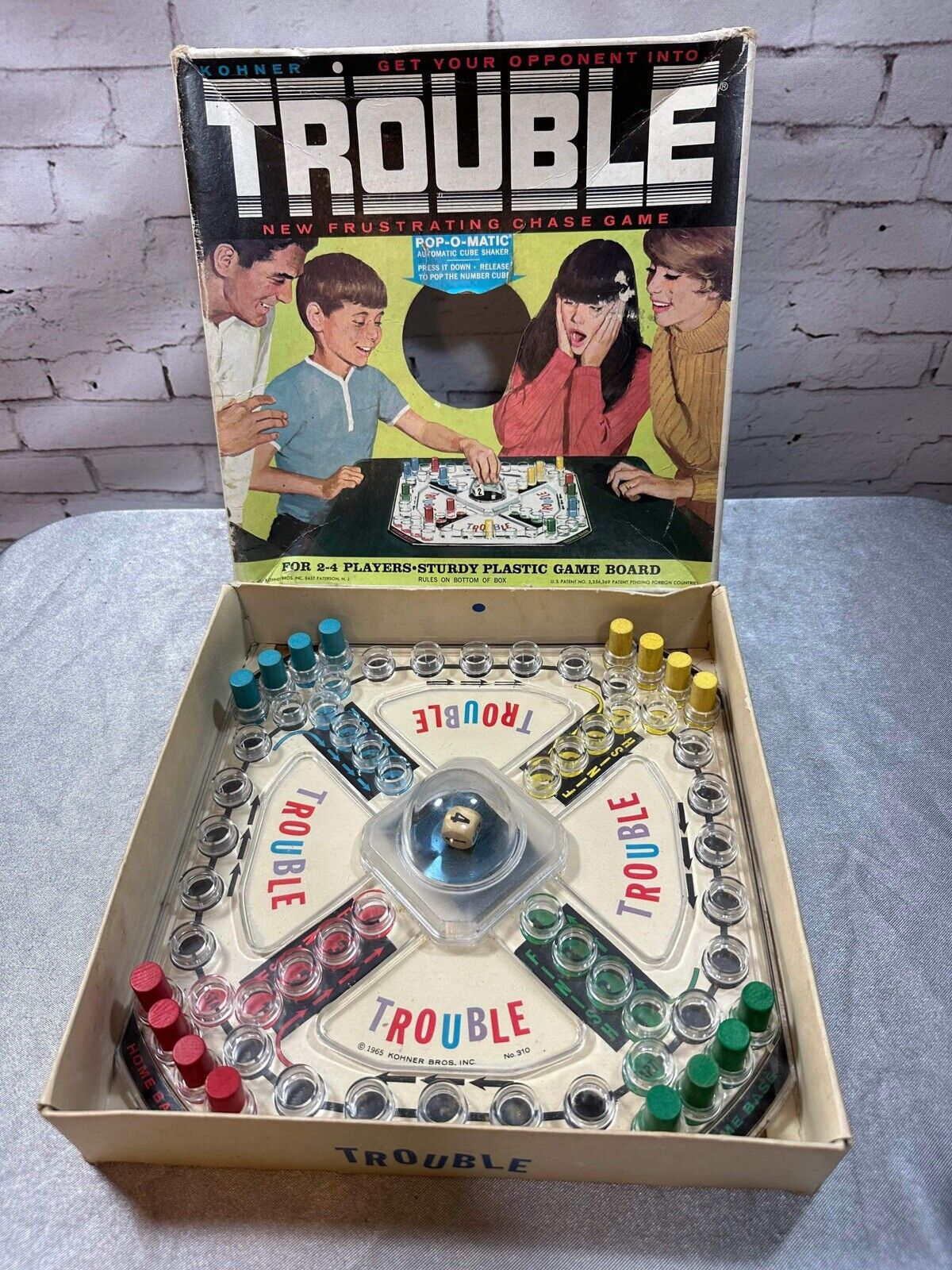 Vtg 1965 Trouble Board Game Kohner Bros Complete & Working Board Game VGM FNF