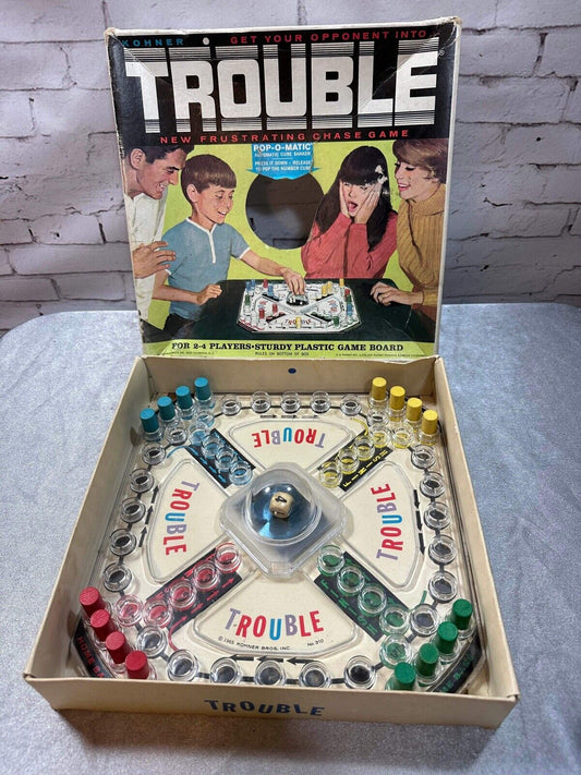 Vtg 1965 Trouble Board Game Kohner Bros Complete & Working Board Game VGM FNF