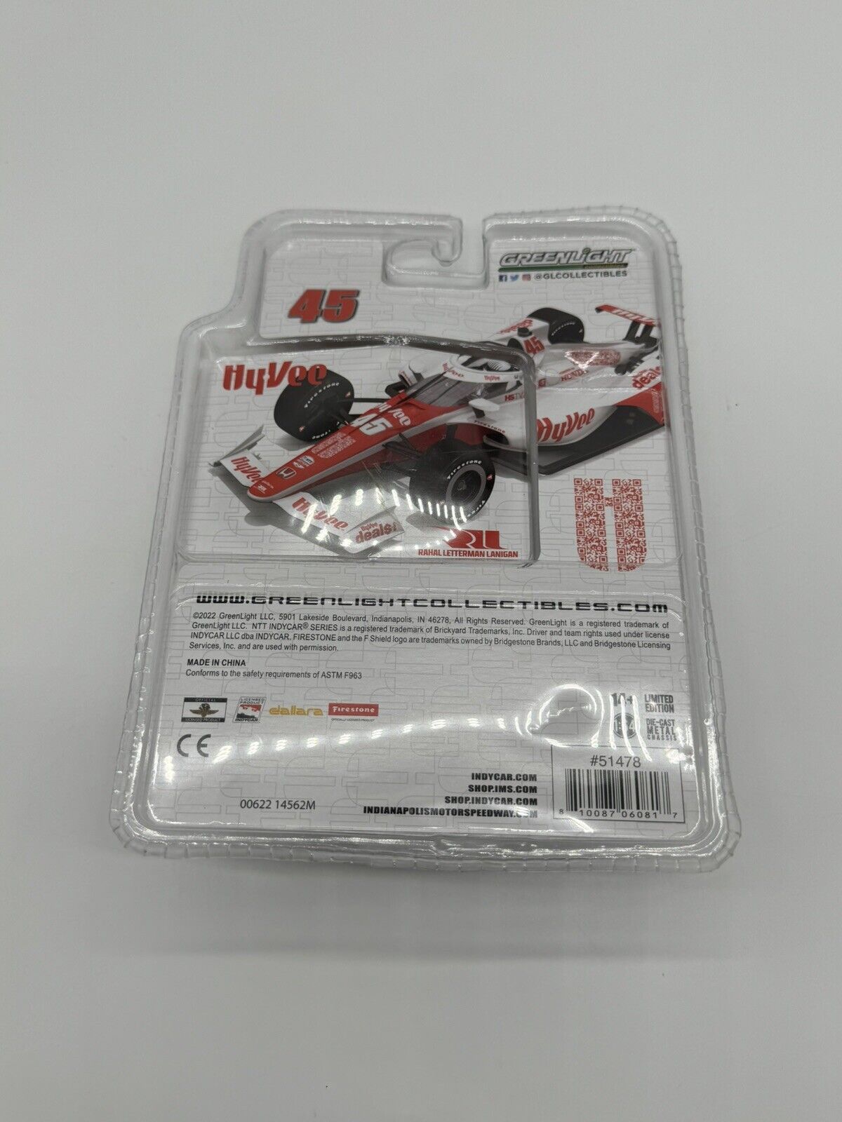 2022 Greenlight 1:64 JACK HARVEY *WHITE* Hy Vee Stores #45 RLL Indy Car NIP!