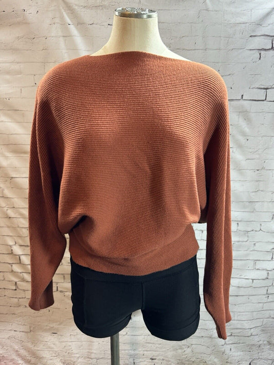 Women’s SZ M oversized Tunic Fitted Waistline  Slit Neck Sweater - WCLTH 001