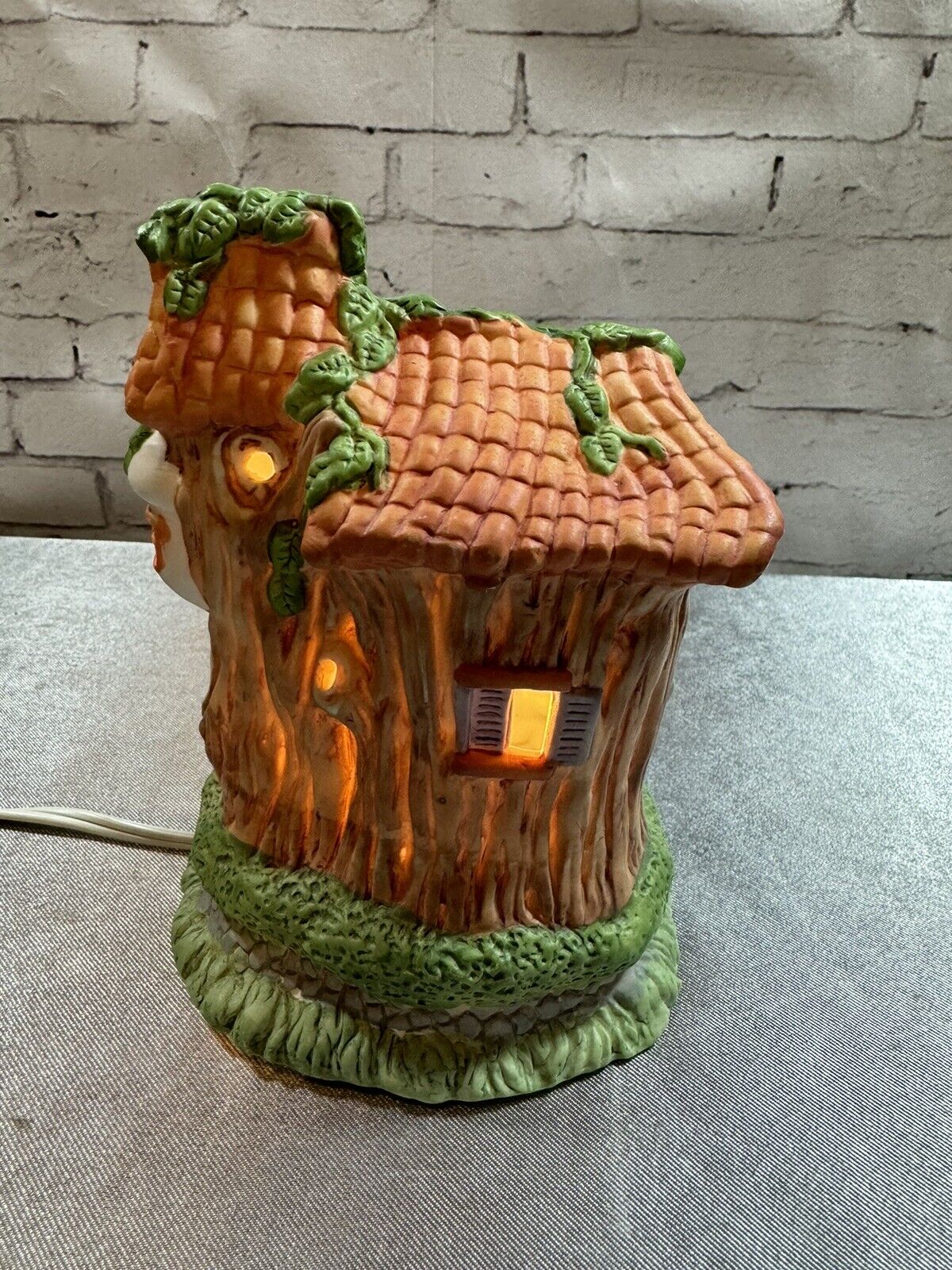 Easter Village House/Vintage 1990s Lighted Bisque Porcelain VCFG