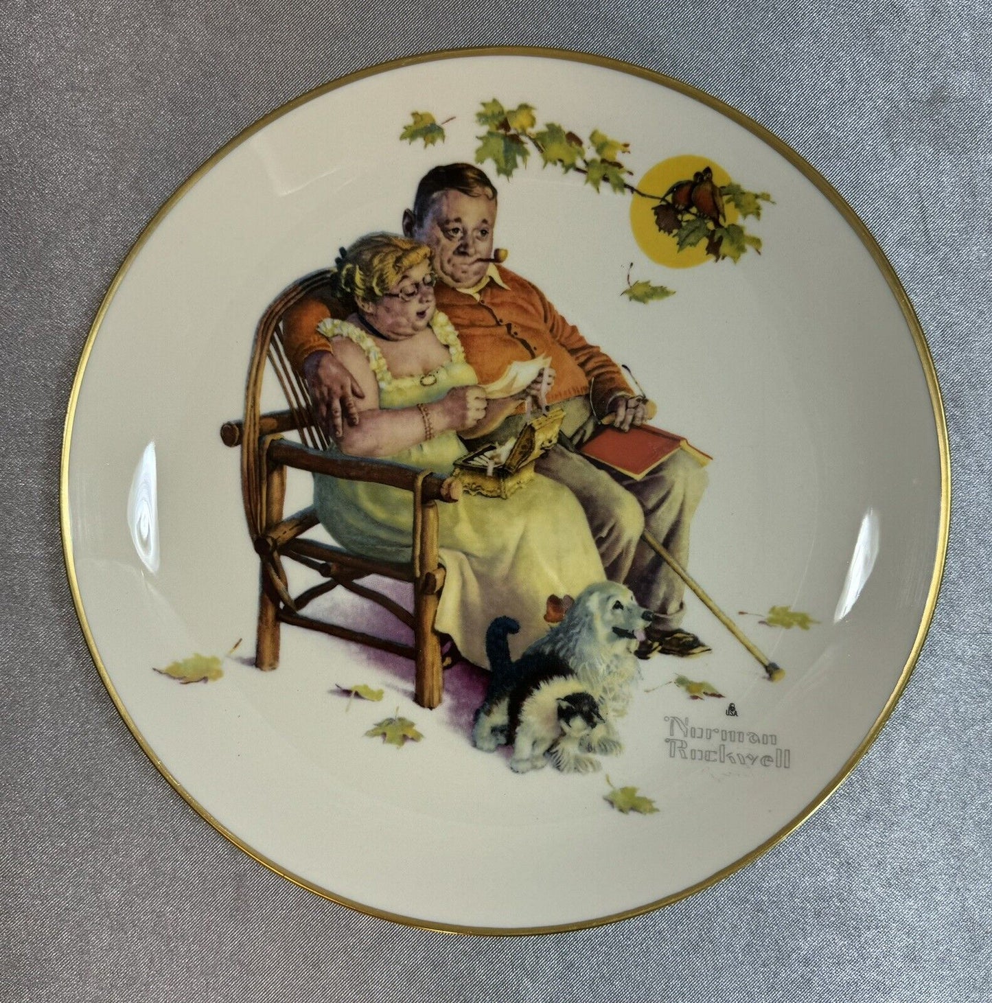 Gorham Norman Rockwell plate, 1973 Limited Edition, Fondly Do We Remember VHD