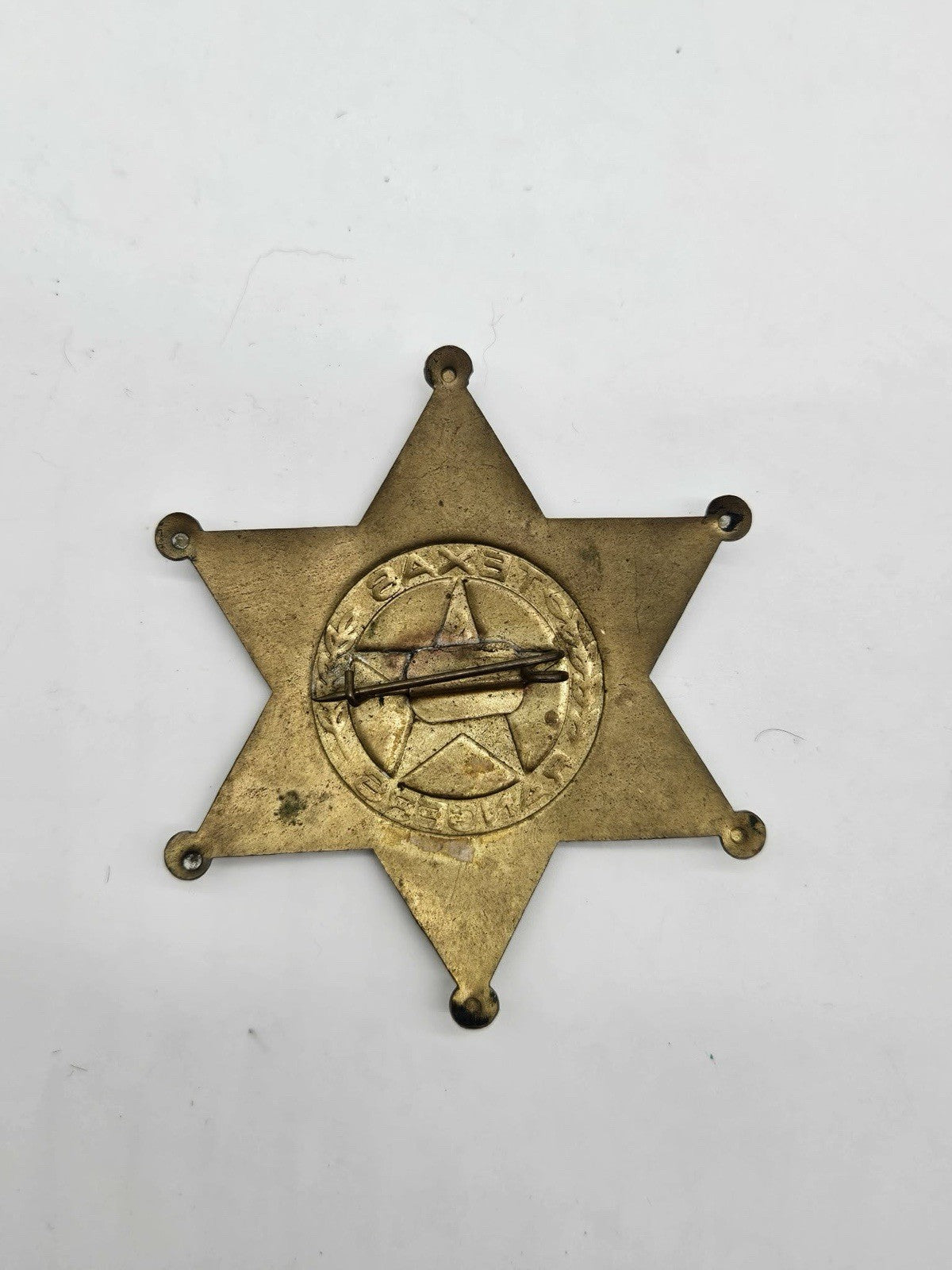 VTG Replica Solid Brass Star Texas Rangers Badge Old West Western 3" Badge Toy