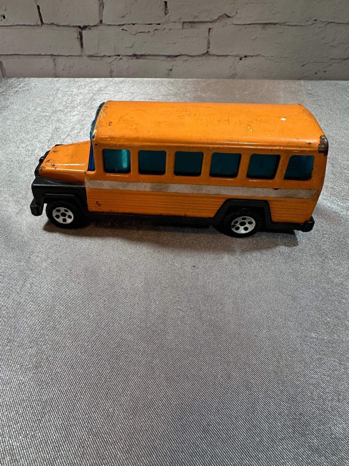 1980 Buddy L Corp Pressed Steel School Bus Black/White Stripes Wheels 6.5 003