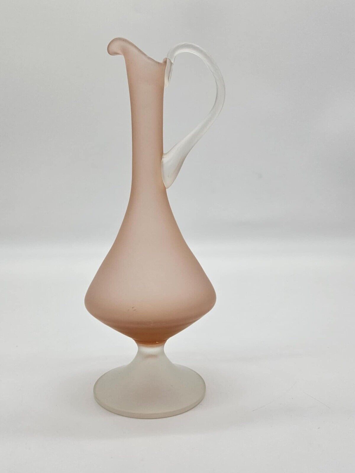Vintage Pink Pastel Frosted Glass Vase Jug Mid Century Design Empoli VHD