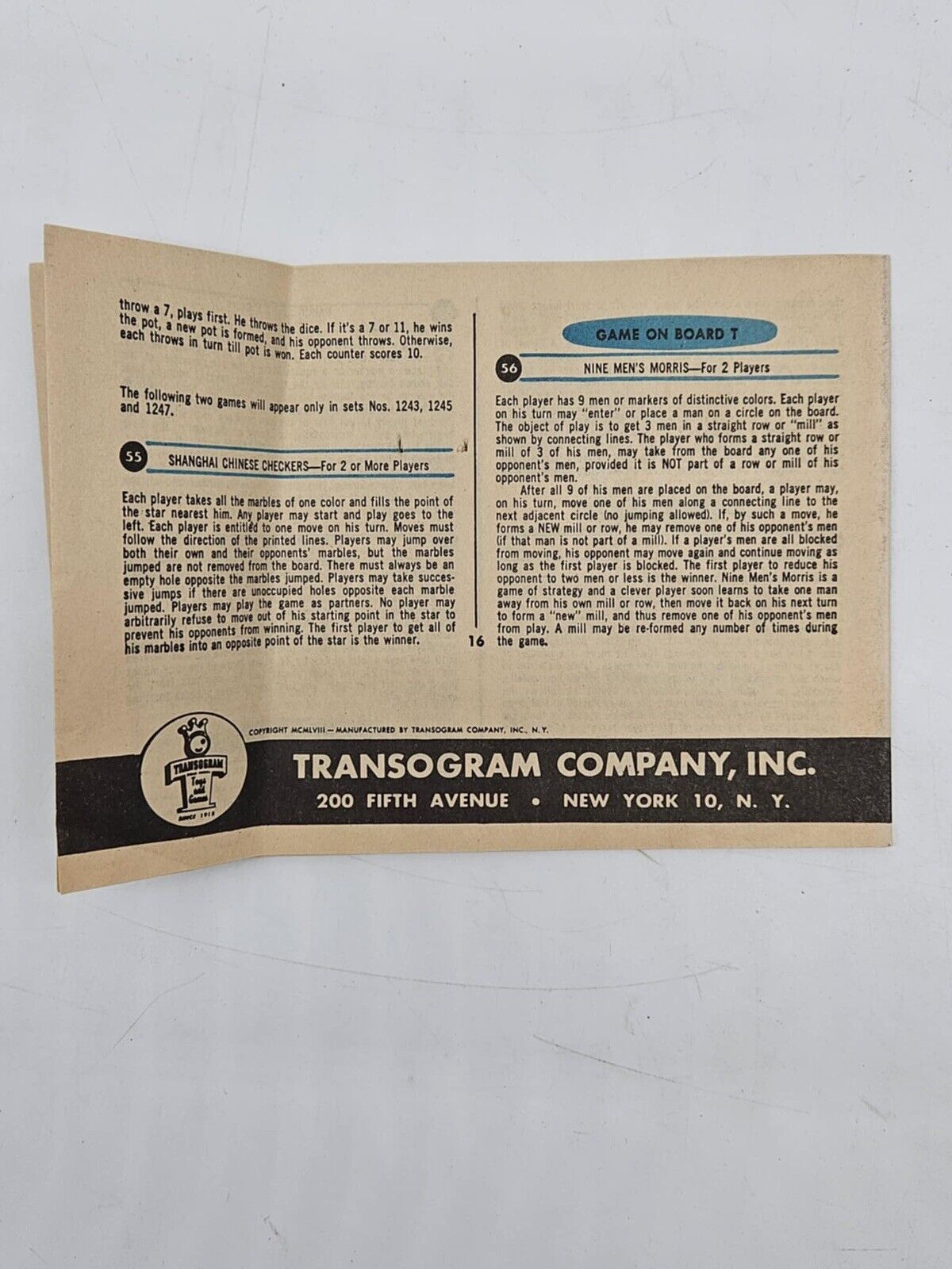 1964 Variety Game Chest 58 Games by Transogram VGM