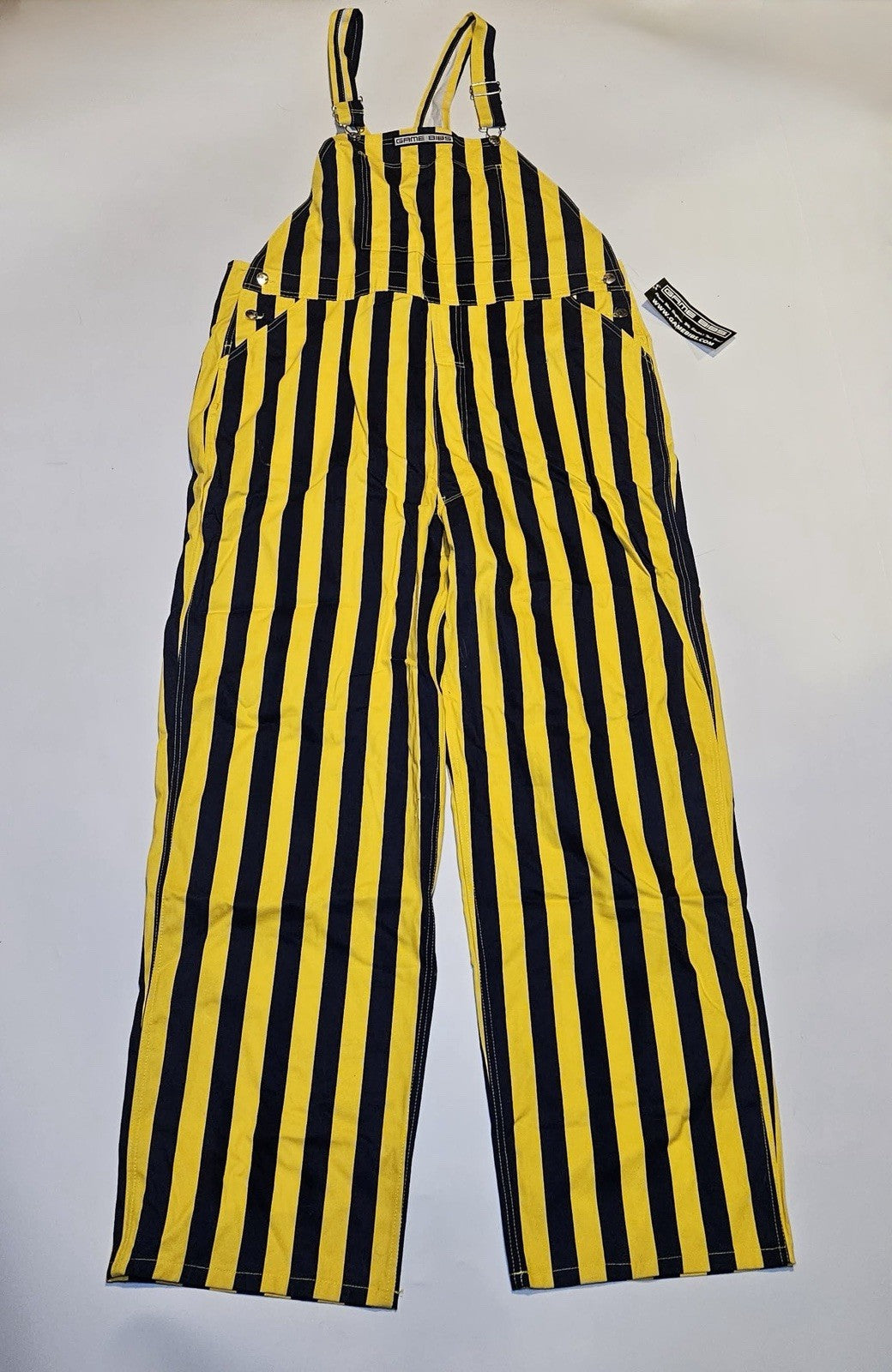 Game Bibs Overalls Mens XL Black & Yellow Stealers Game Day Bibs NWT