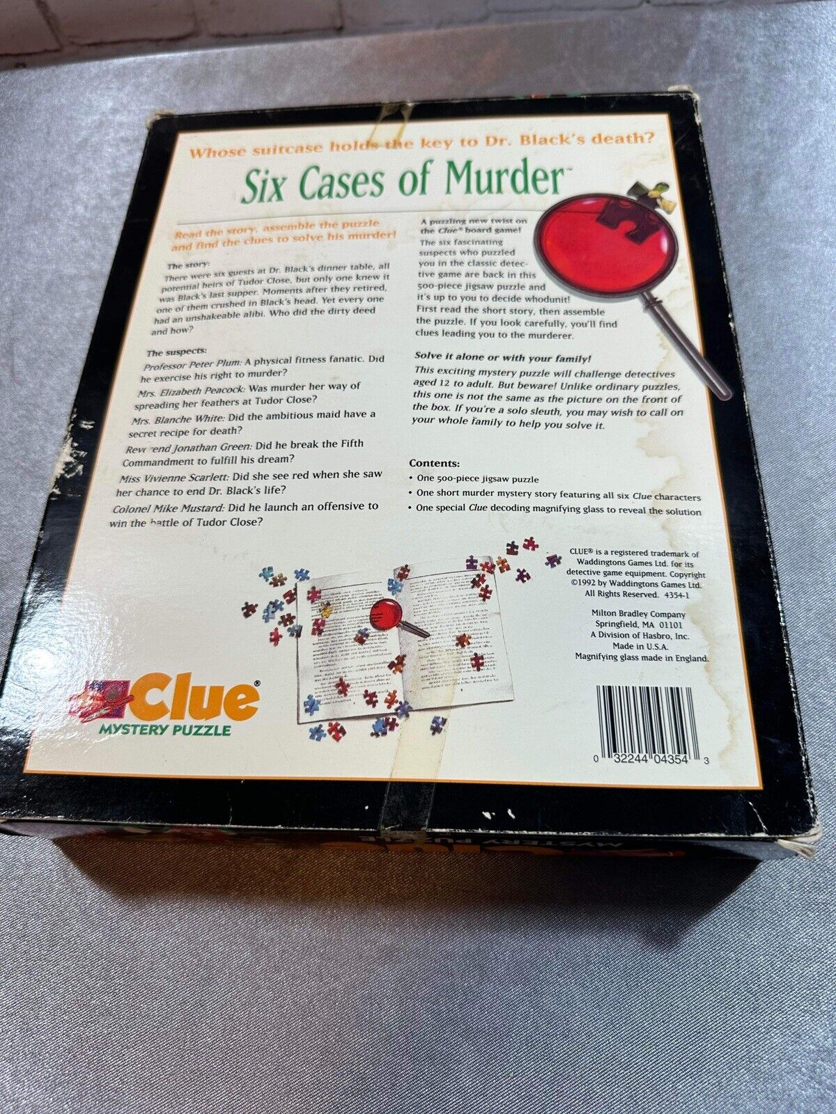 1992 Clue Mystery Puzzle- Six Cases Of Murder