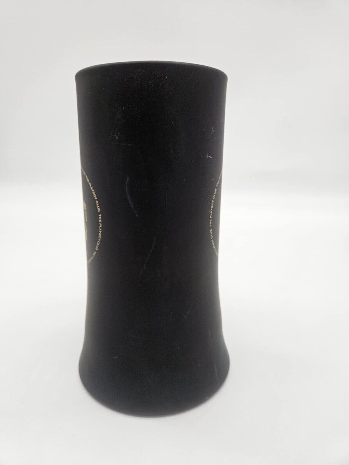 Vintage Playboy Club Bunny Gold Logo Matte Black Frosted Glass Beer Mug Stein