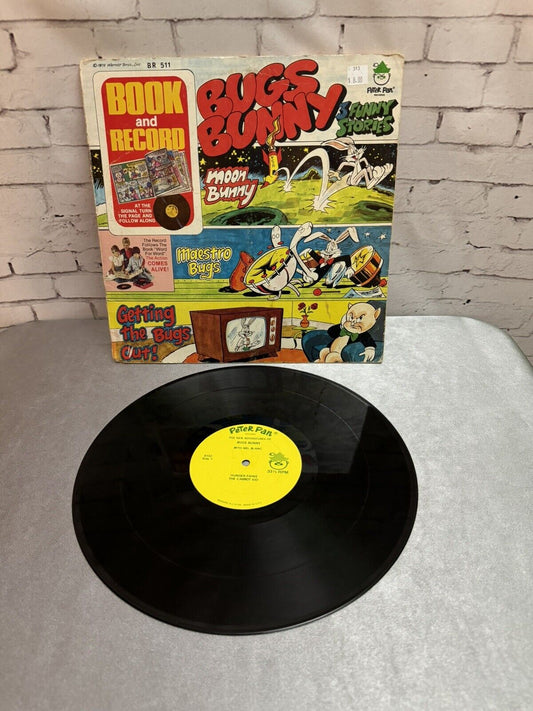BUGS BUNNY 3 Funny Stories VINYL LP w Book 1975 PETER PAN Records MOON BUNNY