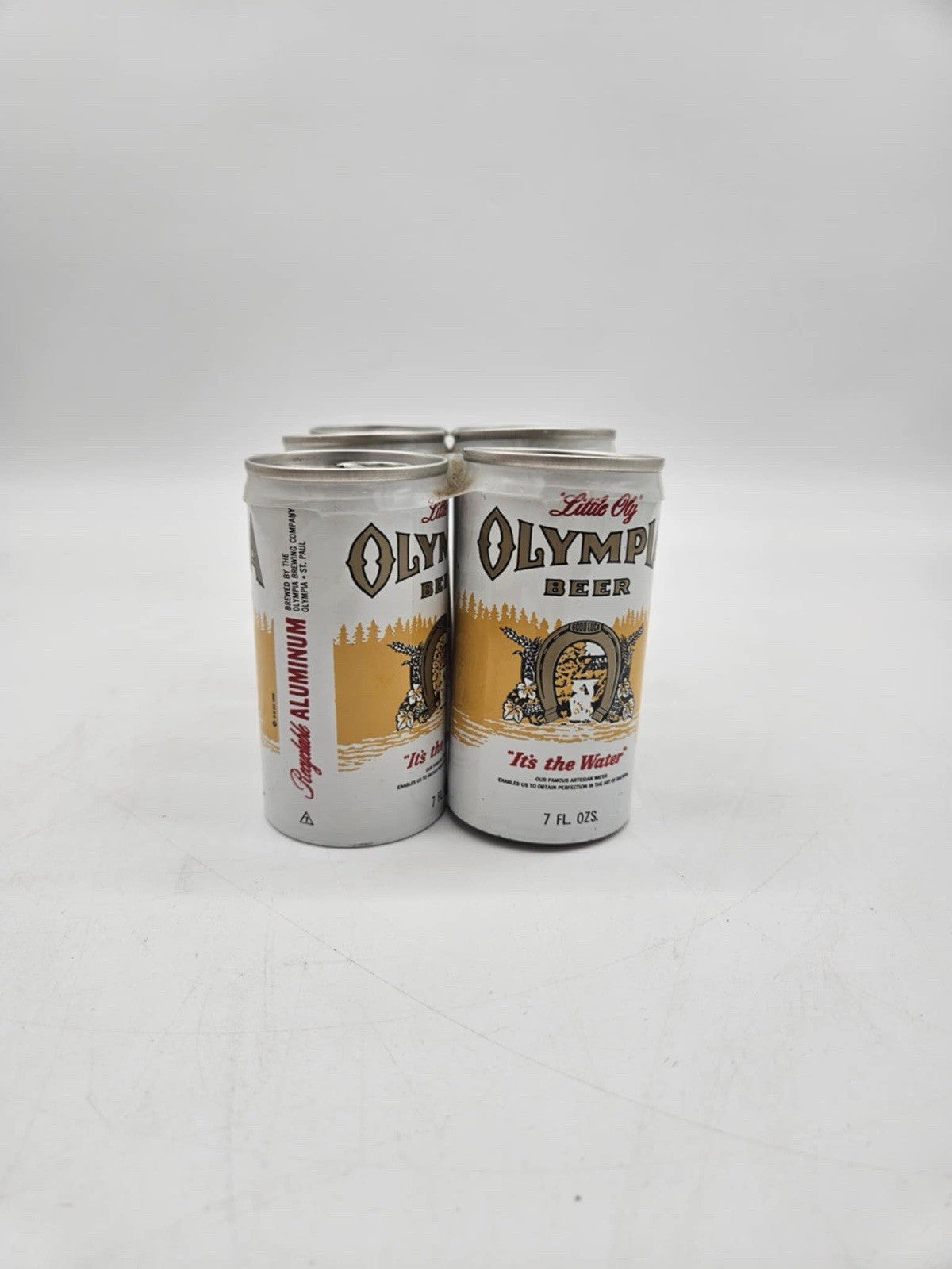 6 Pack Vintage Used OLYMPIA BEER & Gold Beer Can (empty beer can)