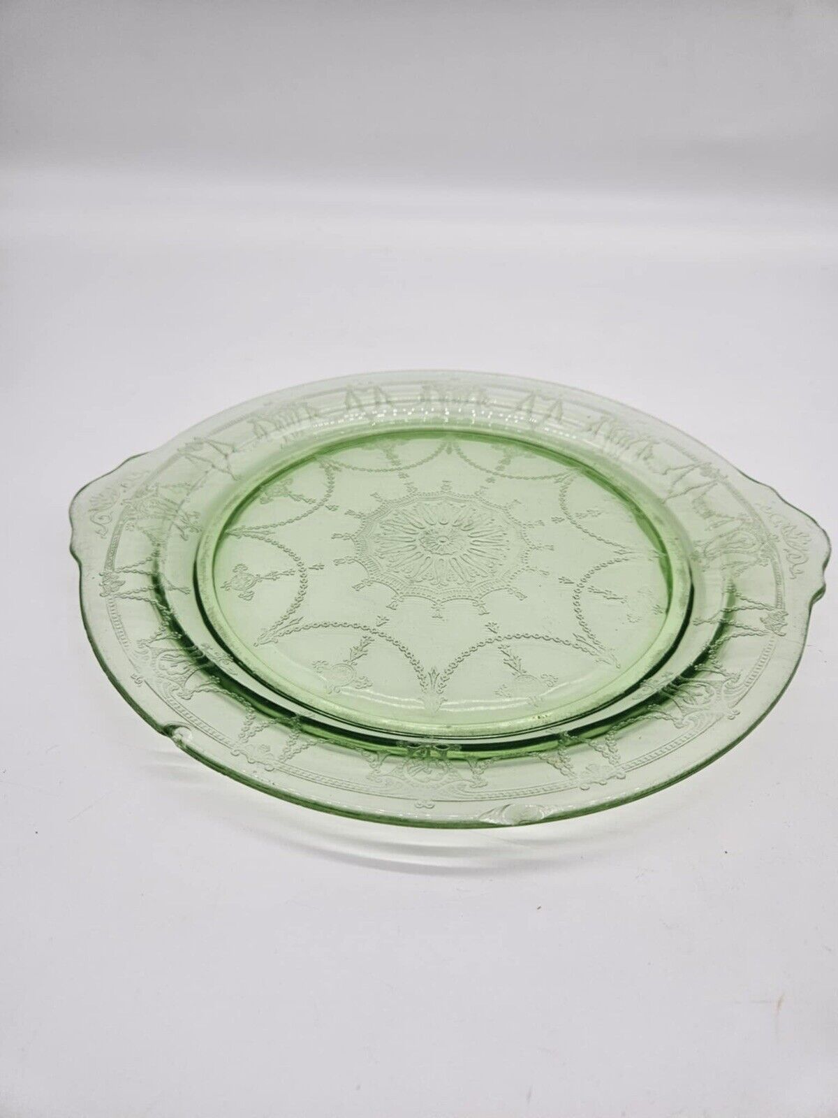 2 Vintage Uranium Glassware Pieces & One Vintage Textured Green Glass Bowl