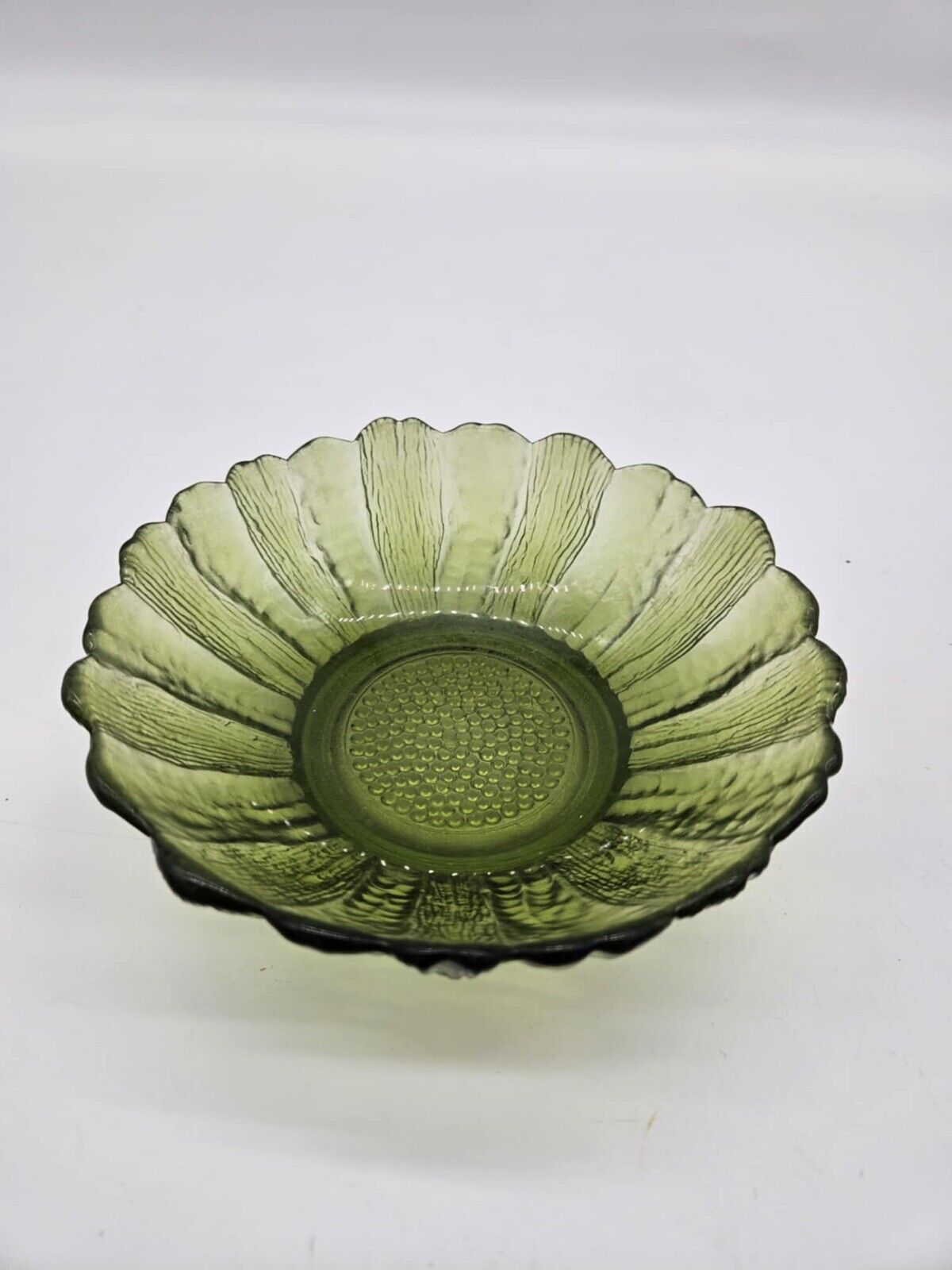 2 Vintage Uranium Glassware Pieces & One Vintage Textured Green Glass Bowl