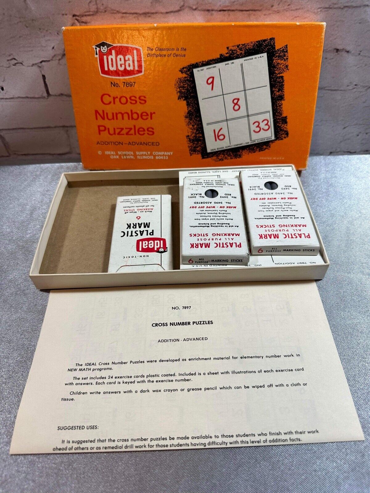 Vintage Ideal School Supply Company Math Cross Number Puzzle No.7891 VGM