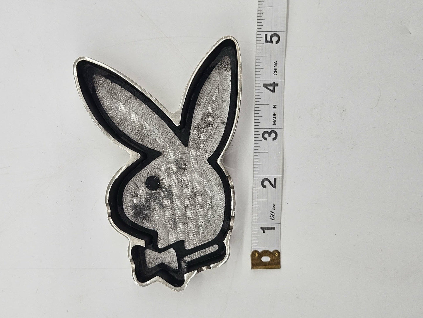 Vintage Playboy Rabbit Head Design Ashtray Chrome and Black Metal New