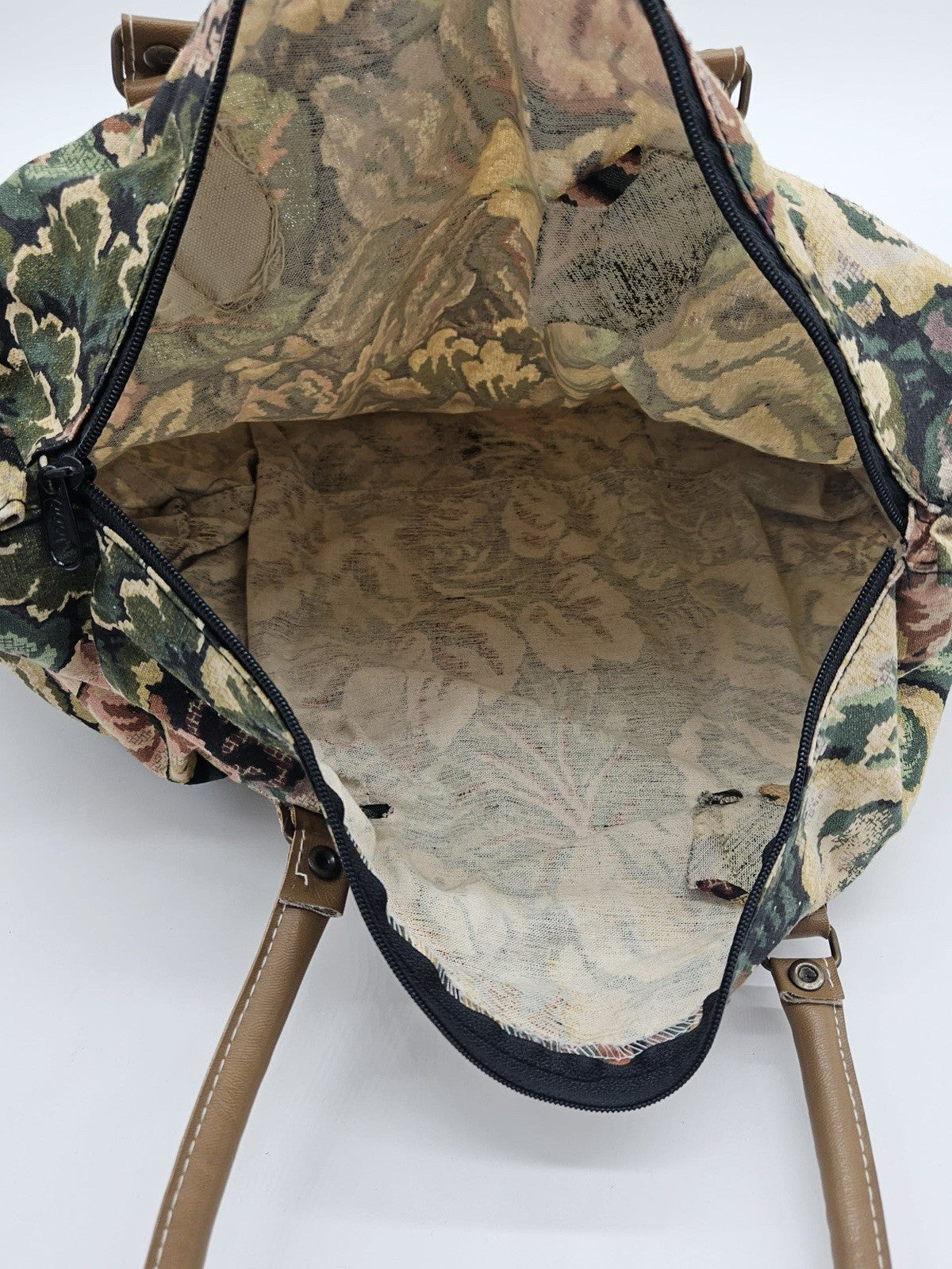 Vintage Gitano Floral Tapestry Duffel Bag 80s Weekender Travel Carry-On