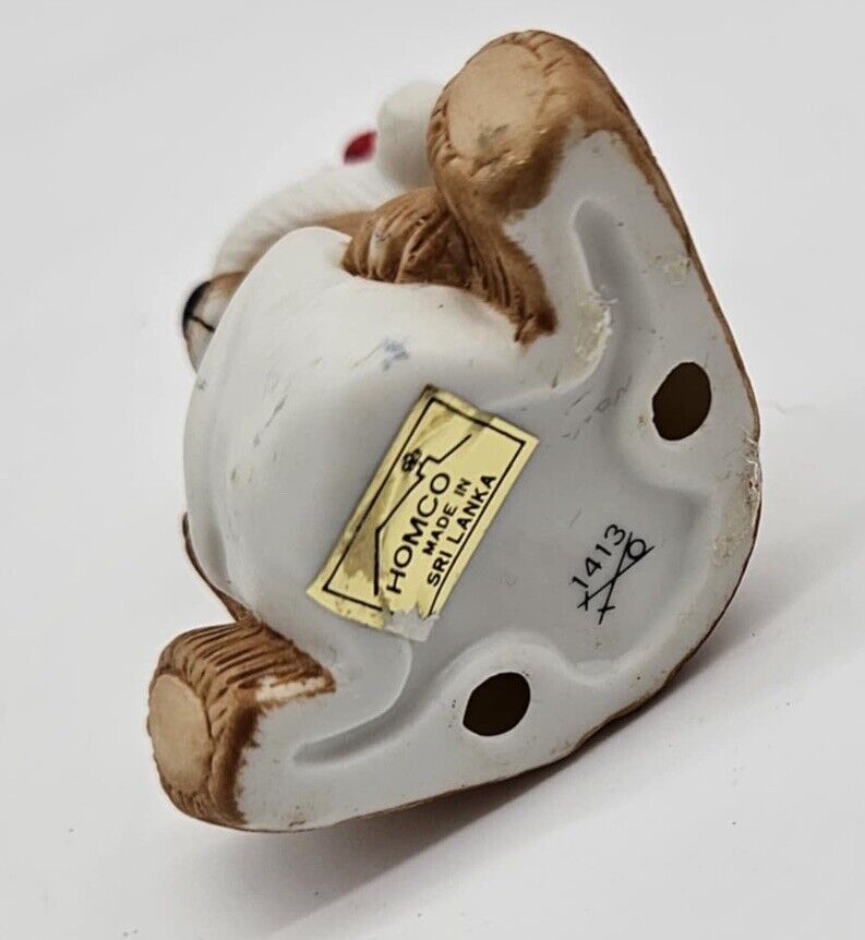 Vintage Homco Teddy Bear of the Month December 1413 Figurine Christmas Santa