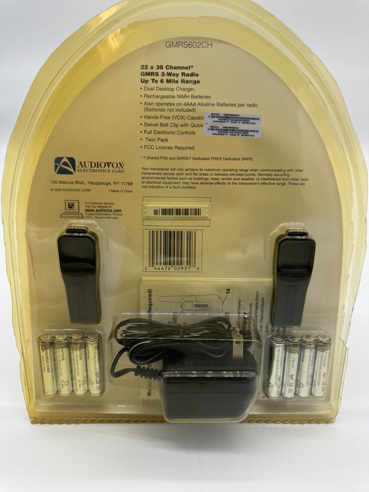 Audiovox Keep in Touch GMRS 2 Way Radio Twin Pack 6 Mile Radius