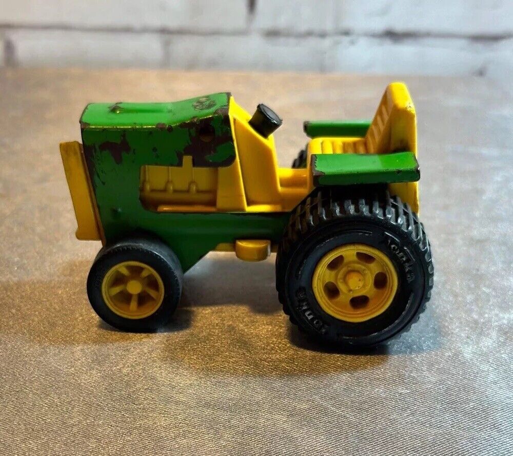 Vintage TONKA FARM TRACTOR (811002) Green Yellow Metal Toy 4 1/4" VTY
