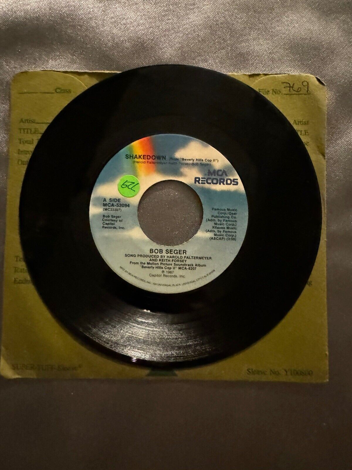 Bob Seger 45 Shakedown / The Aftermath Vinyl Record 7”
