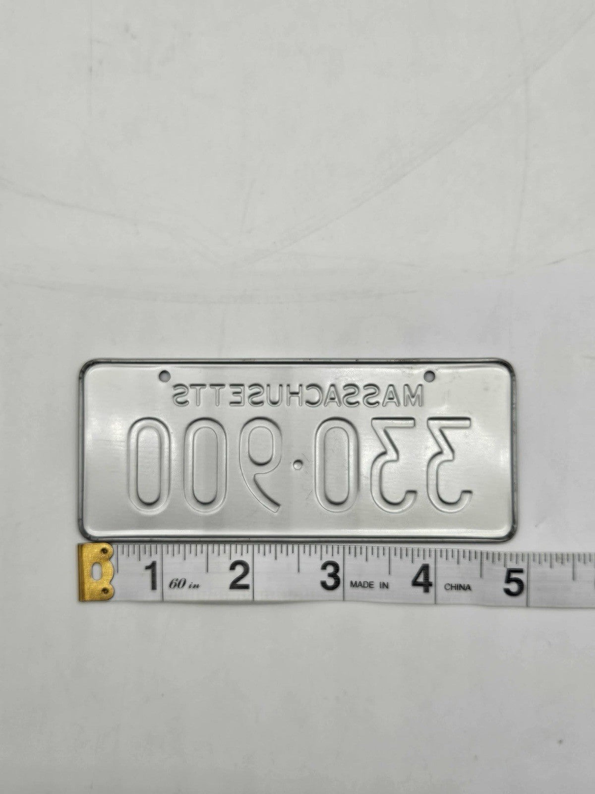Vintage Cereal Box Prize MASSACHUSETTS Bicycle Metal License Plate 4.75"