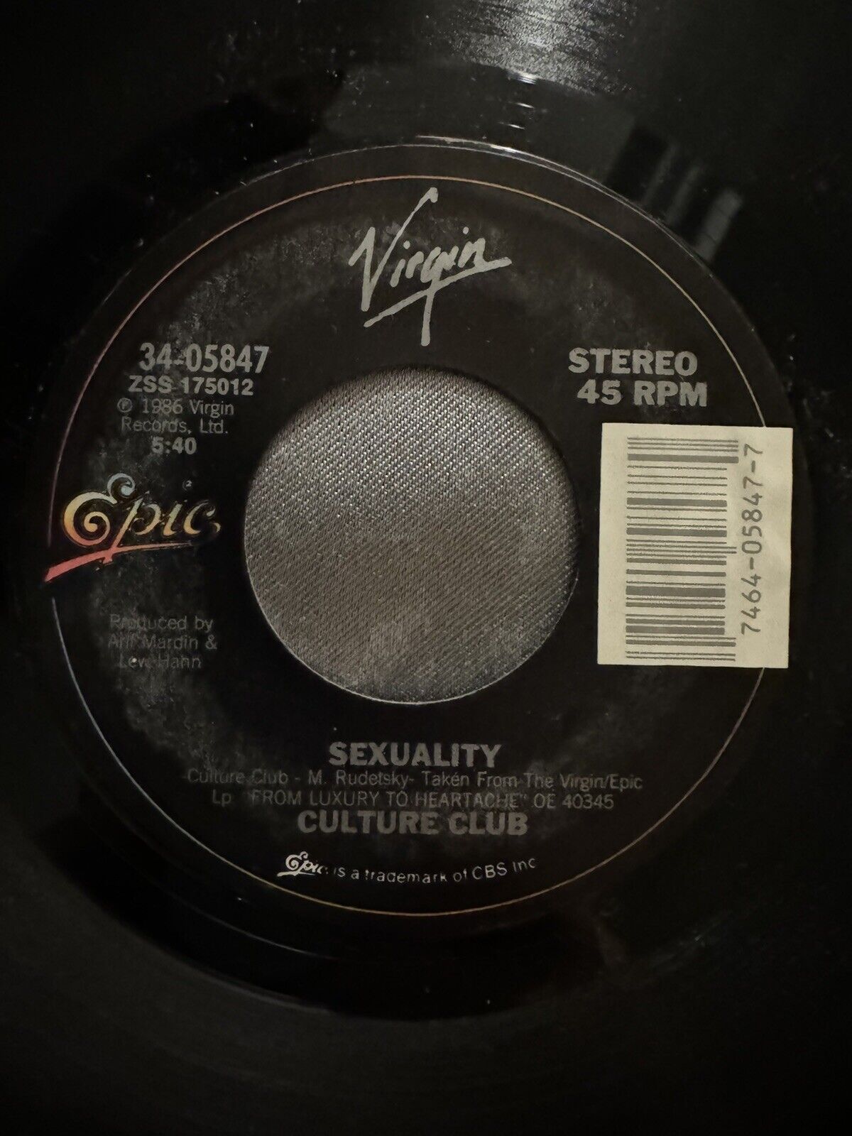 CULTURE CLUB FROM LUXURY TO HEARTACHE record vinyl Single 7” 45