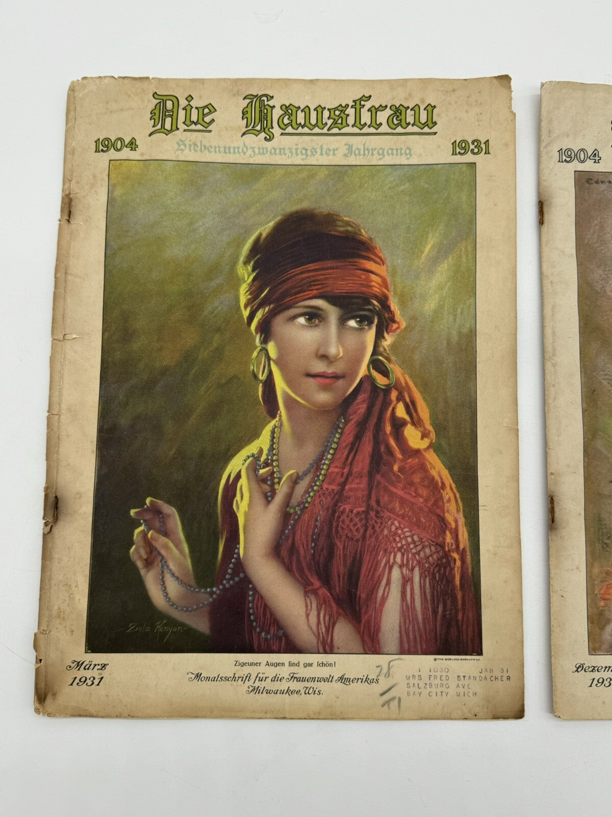 Zula Kenyon Illustrated Covers Only Die Hausfrau Magazines March 1931 & Dec 1930