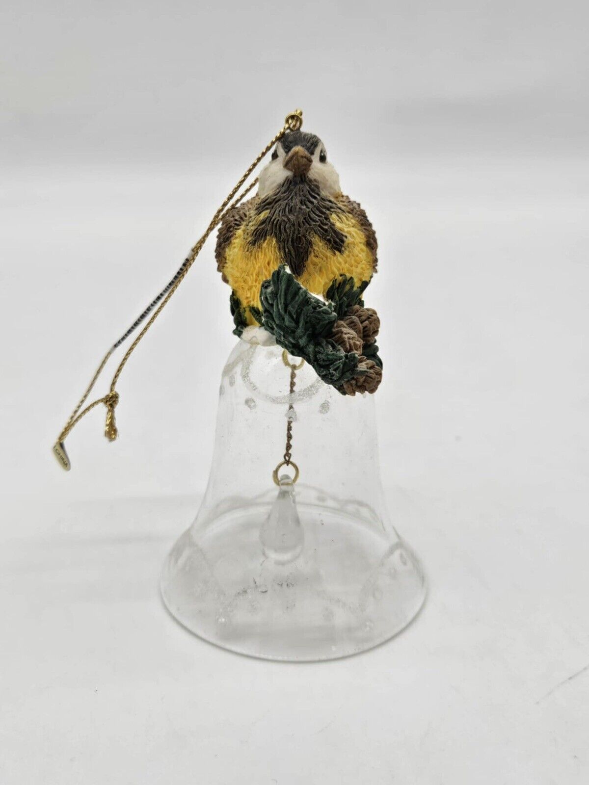 Vintage Porcelain Brown and Yellow Bird Glass Dinner Hand Bell
