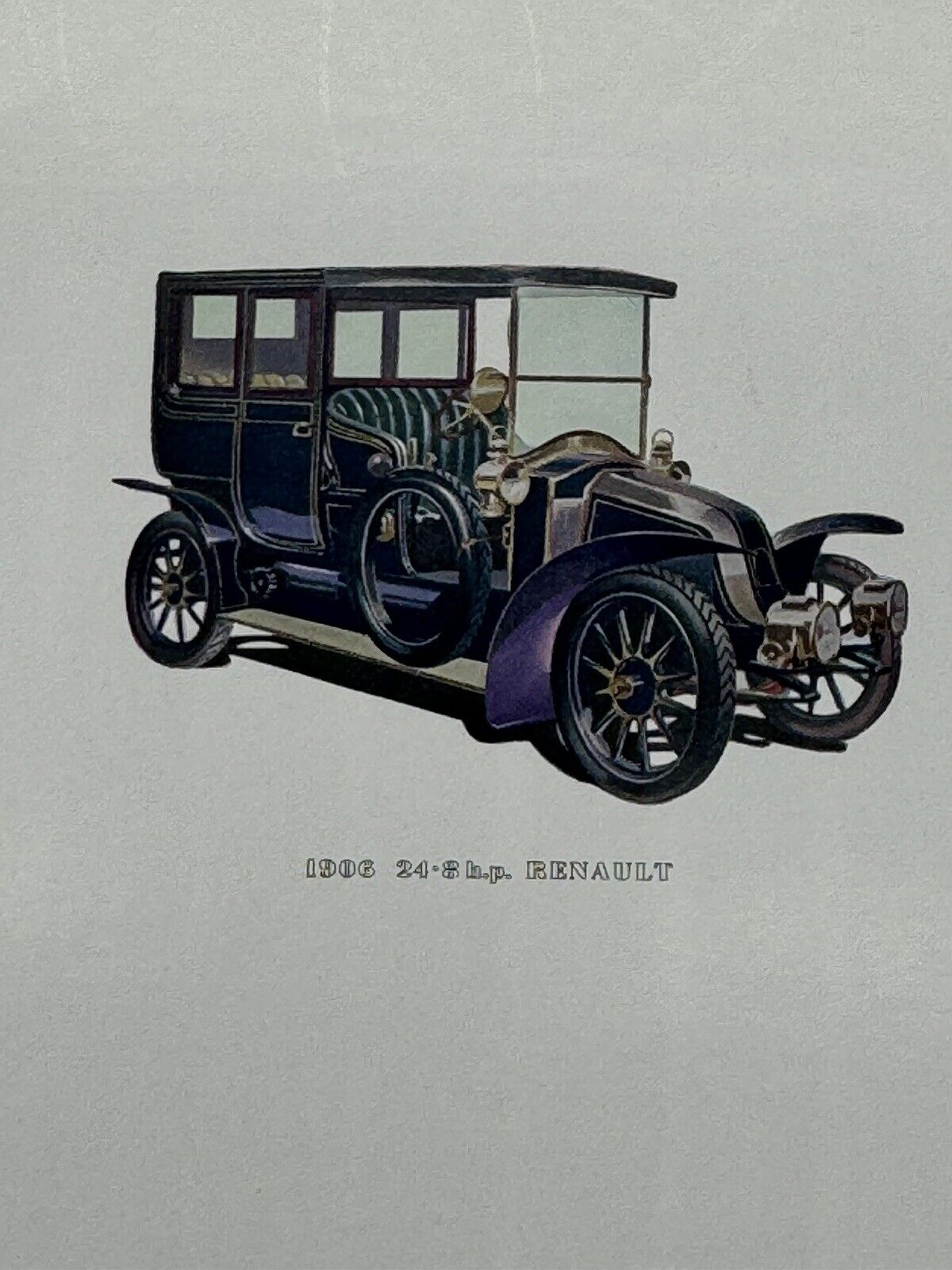 4 Vintage 1958 England Art Prints ~ Early 1900s Autos by Frederick Elmiger