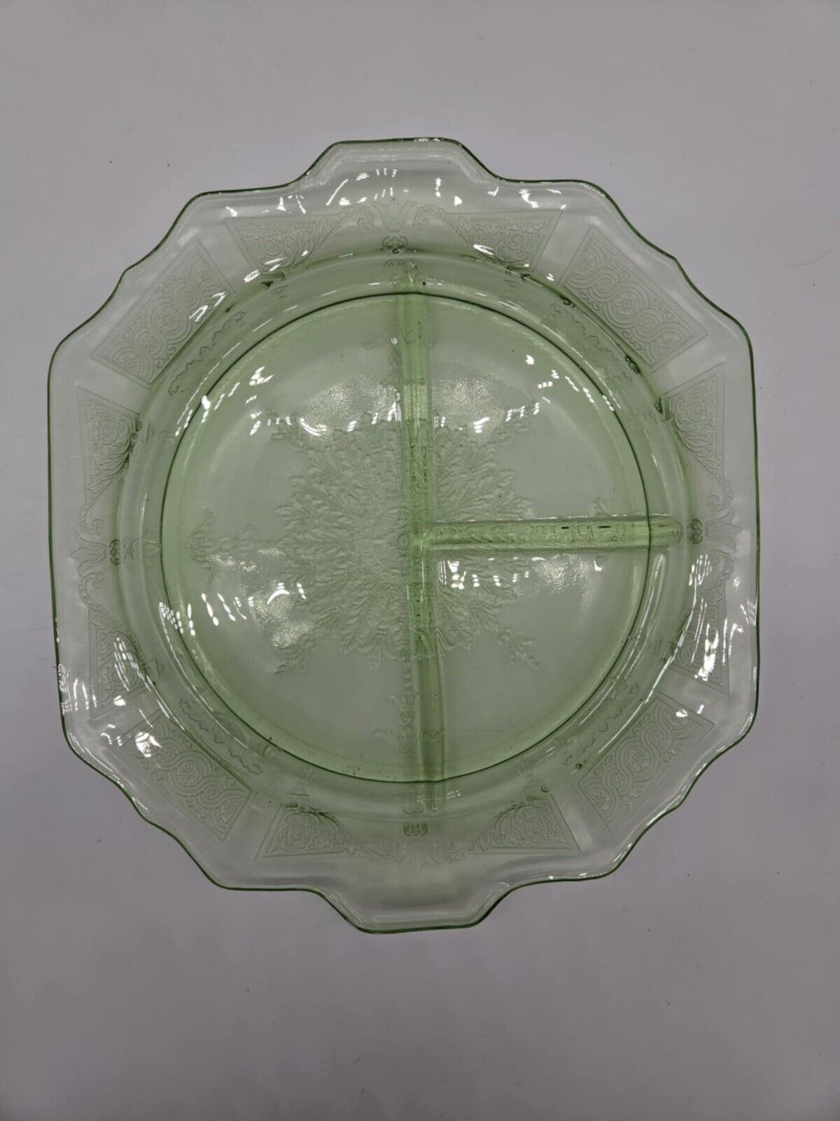 2 Vintage Uranium Glassware Pieces & One Vintage Textured Green Glass Bowl