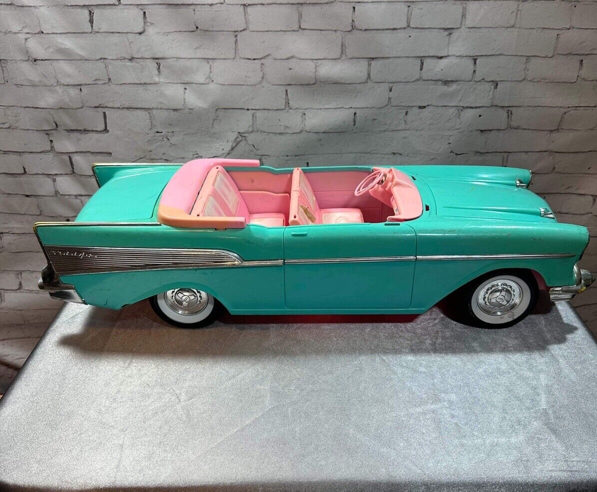 Barbie 57 Chevy Bel Air Convertible Car Turquoise Pink Incomplete Vintage 1988
