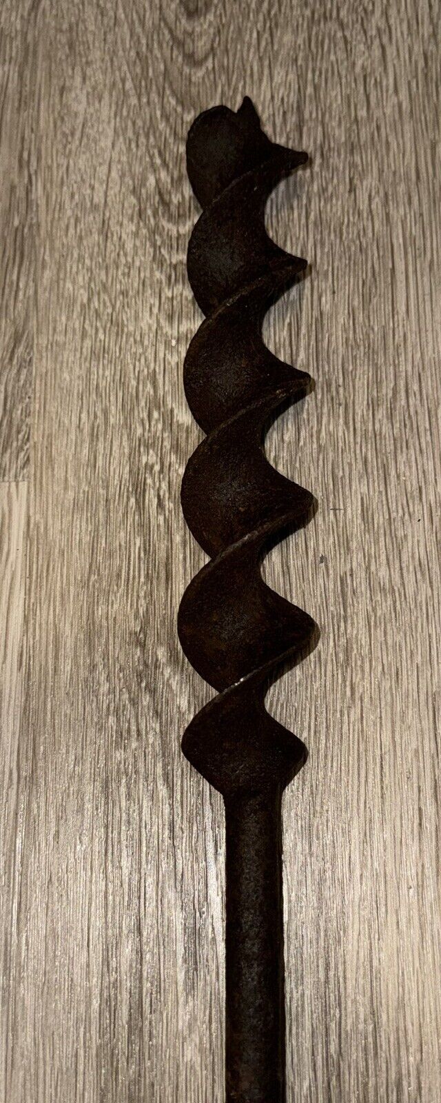 Antique Primitive Hand Forged Auger Manual Drill Bit Shipbuilding Tool