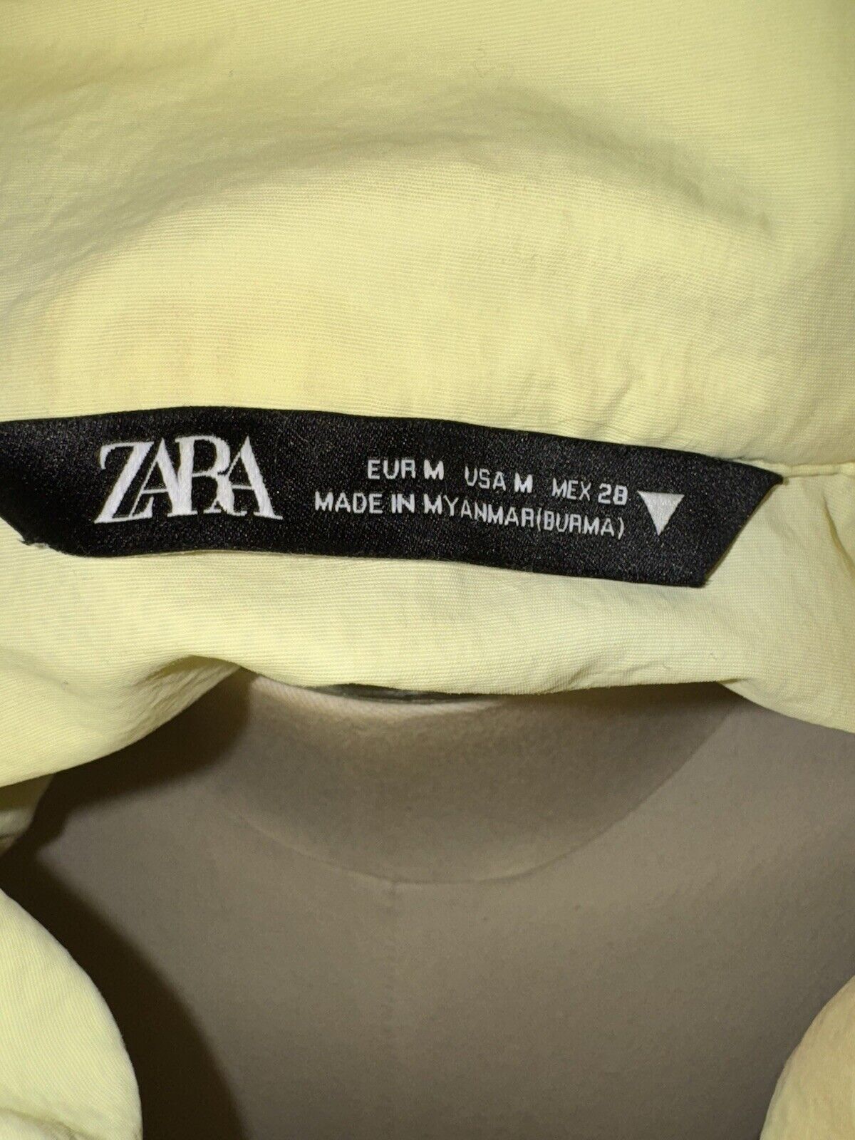 Zara Jacket Womens Sz L Yellow Windbreaker Cropped Colorful Neon Retro 90s WCLTH