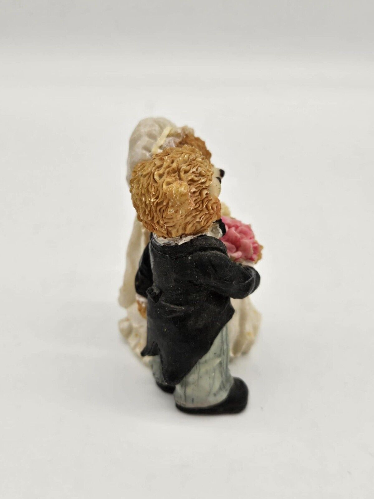 Vintage Happy Teddy Bears Wedding Topper Couple Cute Pink Roses