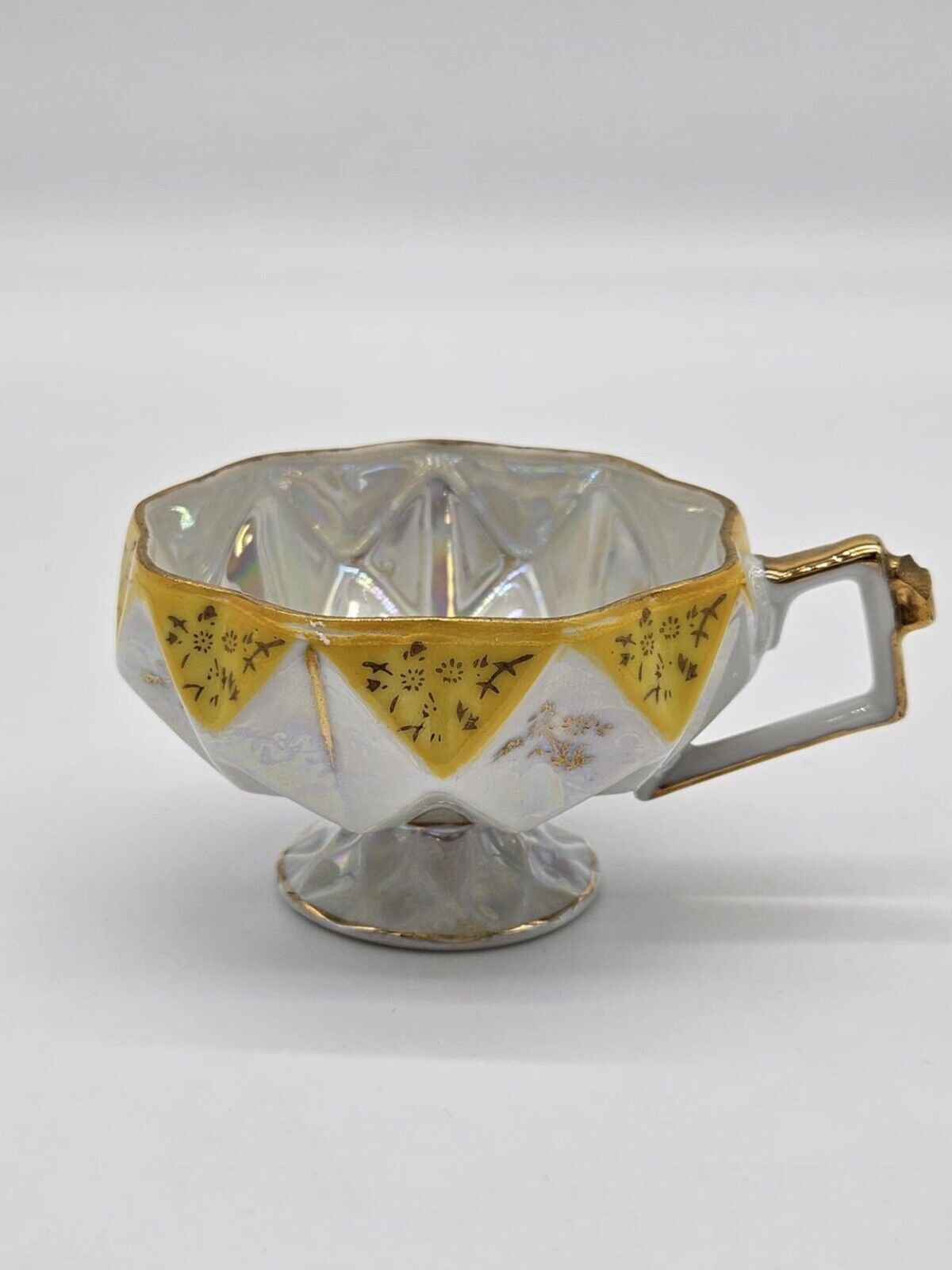 Vintage Royal Sealy Teacup Yellow Diamond Lusterware