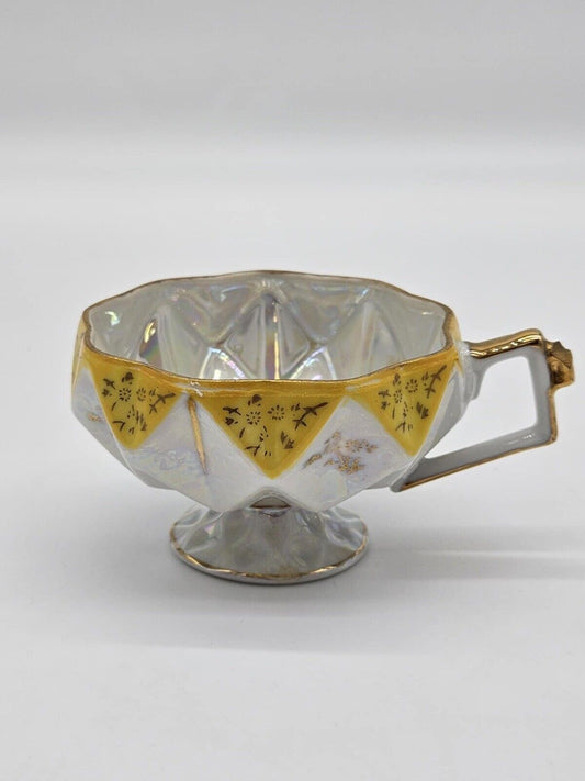 Vintage Royal Sealy Teacup Yellow Diamond Lusterware