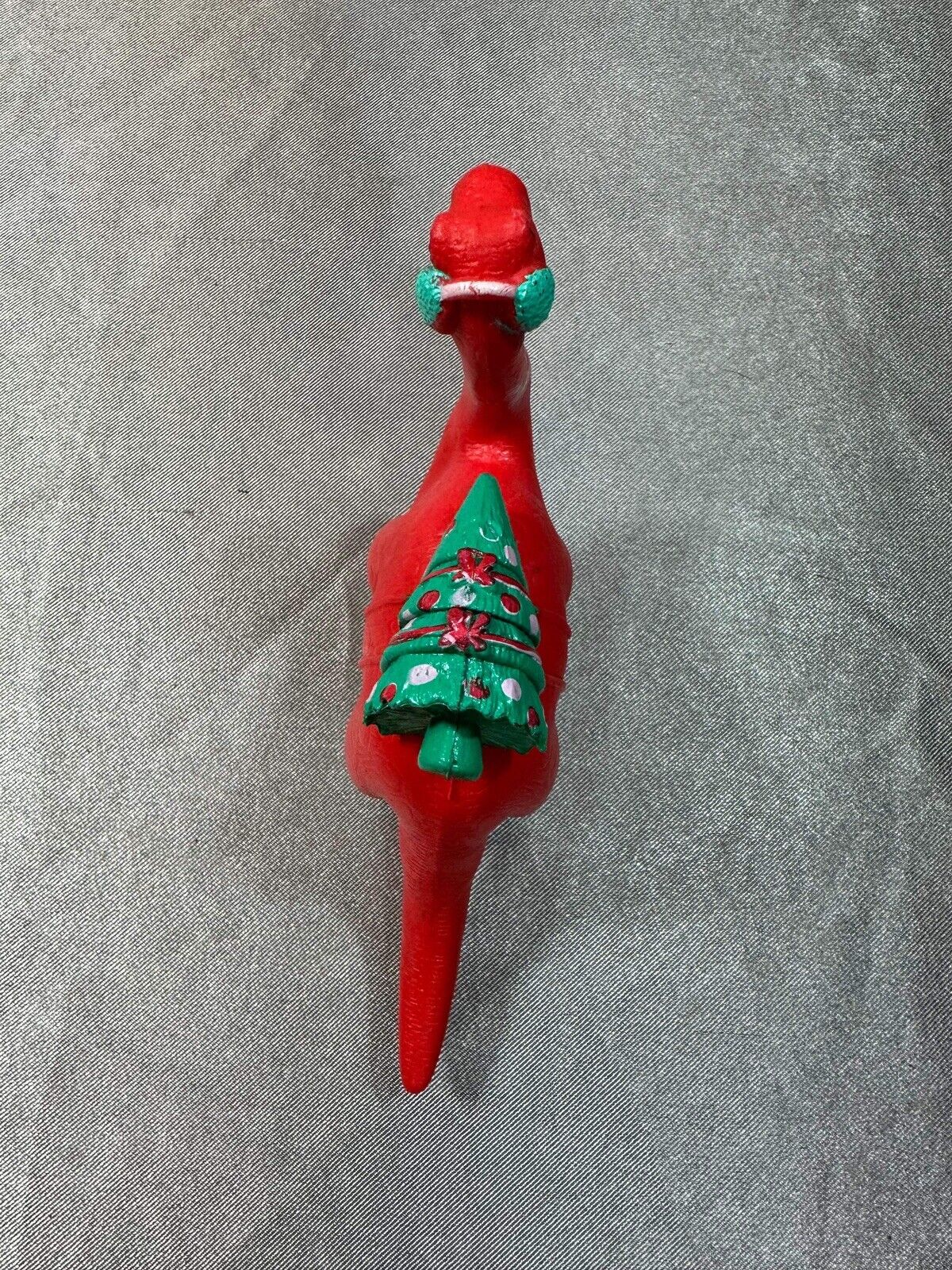 VTG Ankyo Red Plastic Dinosaurs Christmas Tree Earmuffs Boots VTY