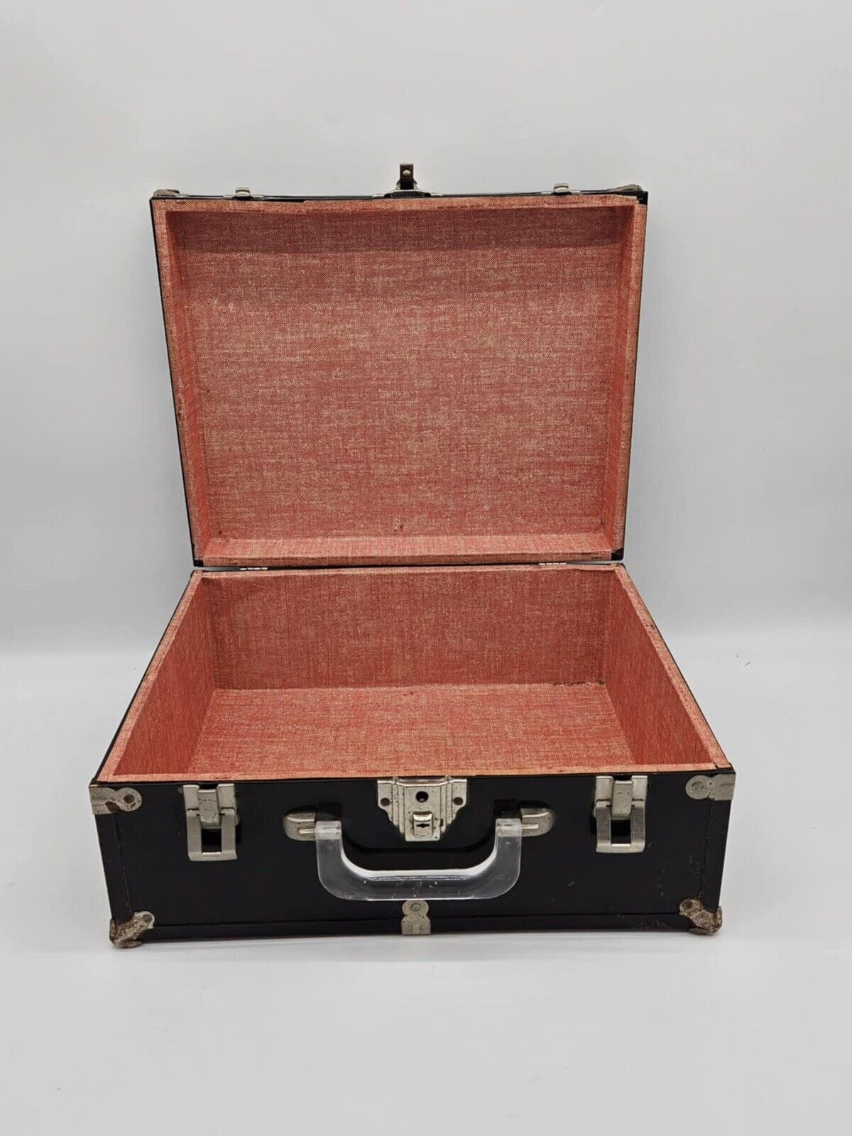 Vintage Metal Suitcase ~ White/Black Aluminum Hard Shell Classic Lock Briefcase