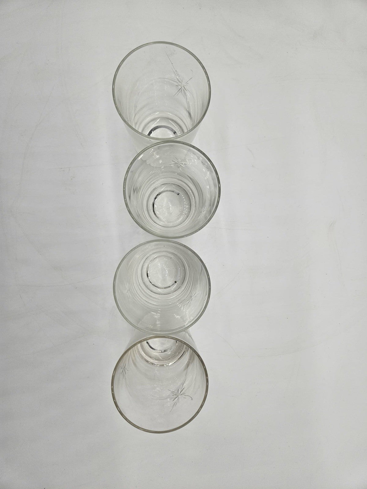 Set of 4 Sunburst Crystal Glass Tumblers 5 1/2"