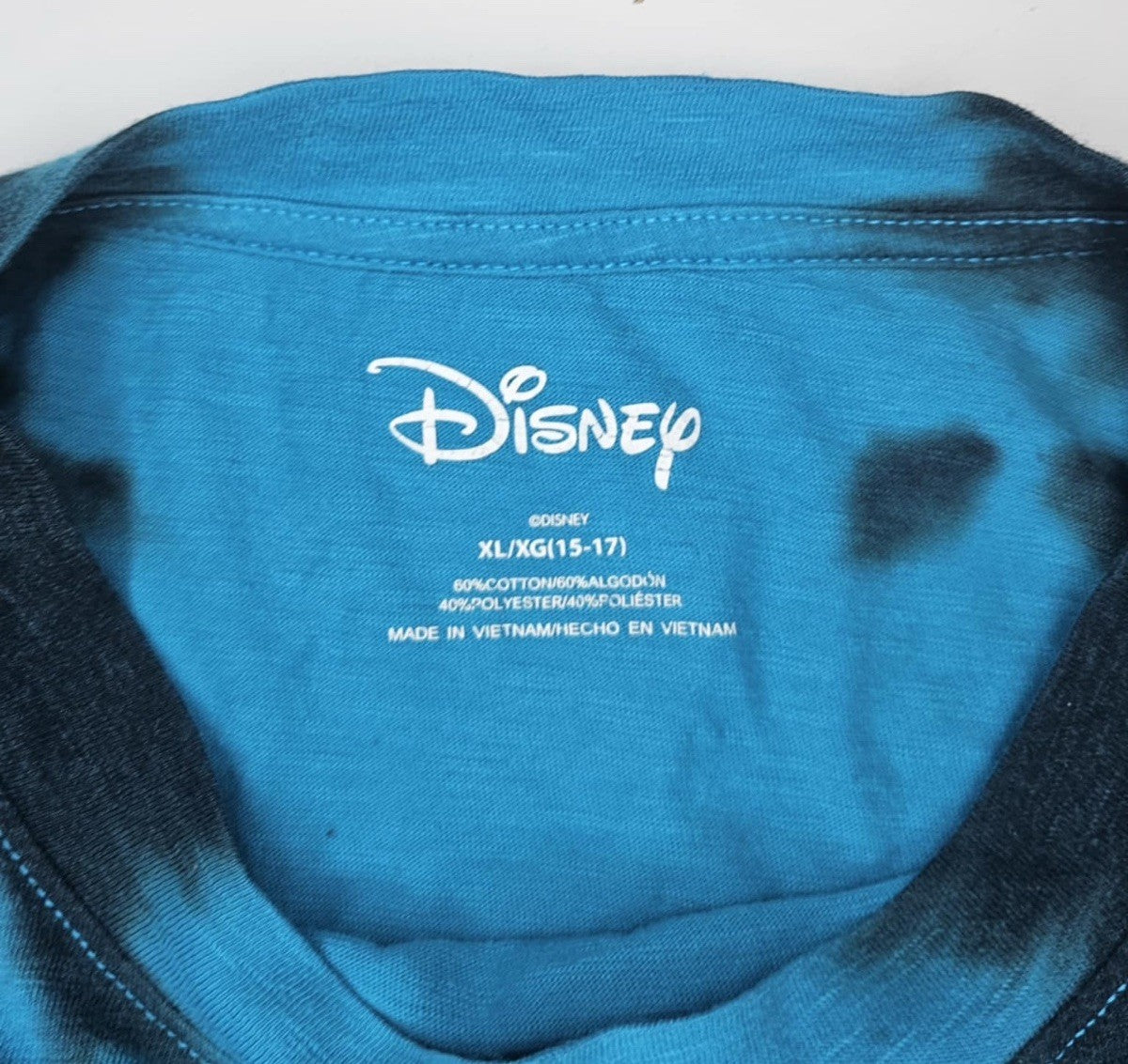 Youth XL 15-17 Disney Graphic T-Shirt Mickey Mouse Long Sleeve Tie-Dye Tee Blue