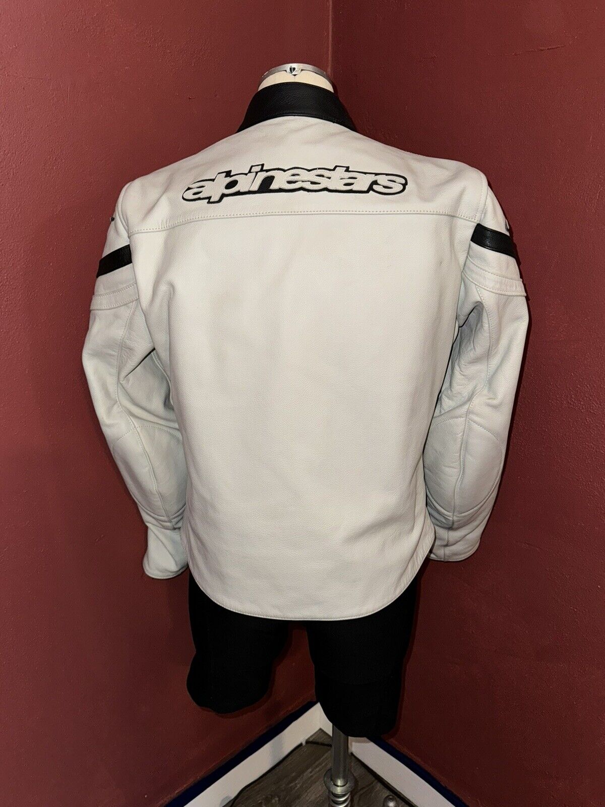 Alpinestars Stella Womens White/Black Leather Motorcycle Jacket ~ Sz Small