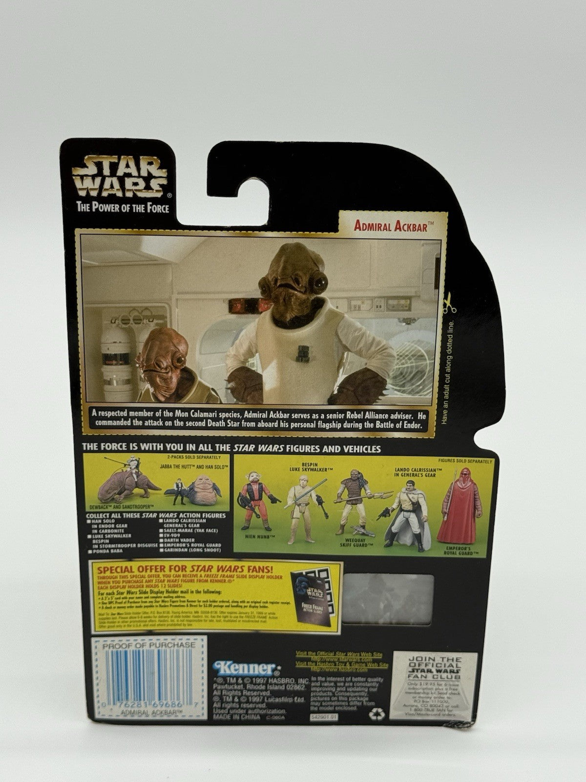 Admiral Ackbar Star Wars Power of the Force Freeze Frame KENNER 1997 MOC