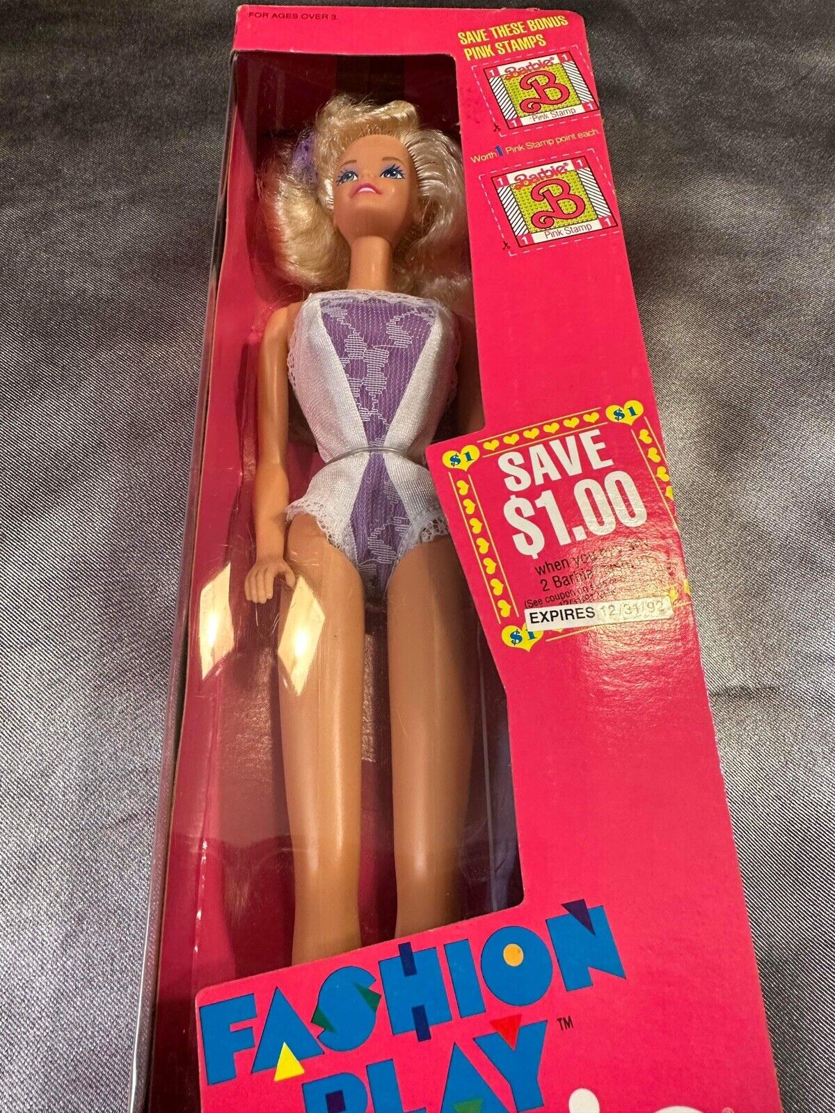 TWO Mattel 1990 Barbie Doll "Outfit Purple & White" Fashion Play 9629 NIB VTY